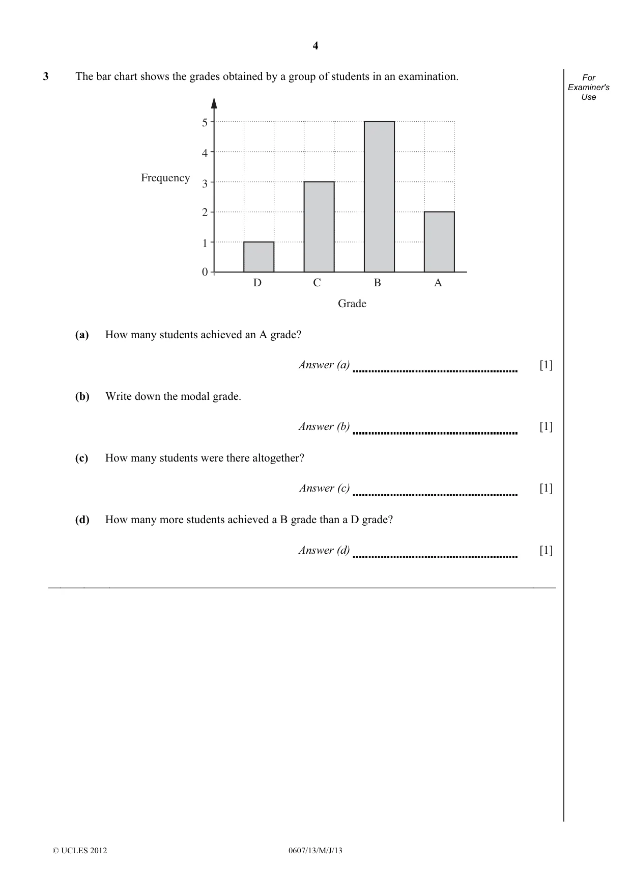 Cambridge IGCSE Mathematics - International 0607 2013 May/June Paper 1 · Variant 3 question paper, page 4 of 12