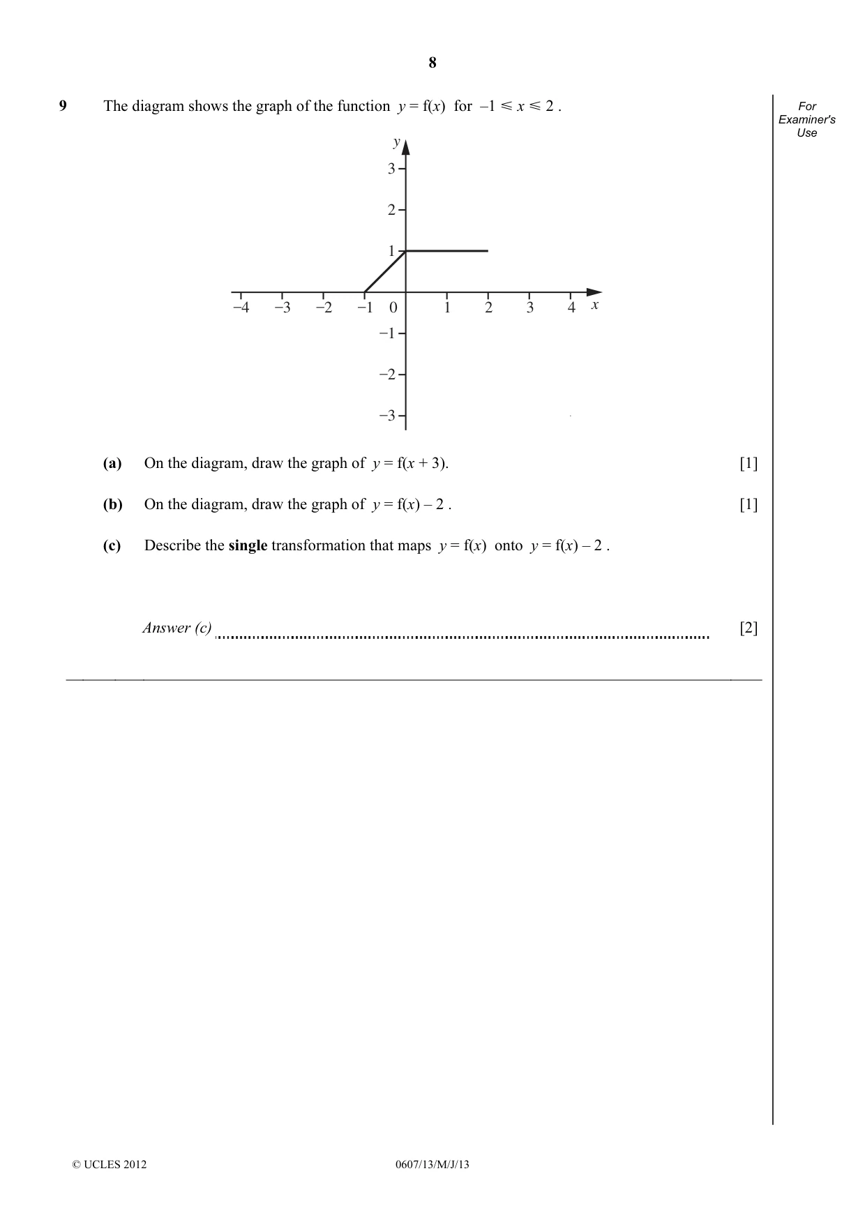 Cambridge IGCSE Mathematics - International 0607 2013 May/June Paper 1 · Variant 3 question paper, page 8 of 12