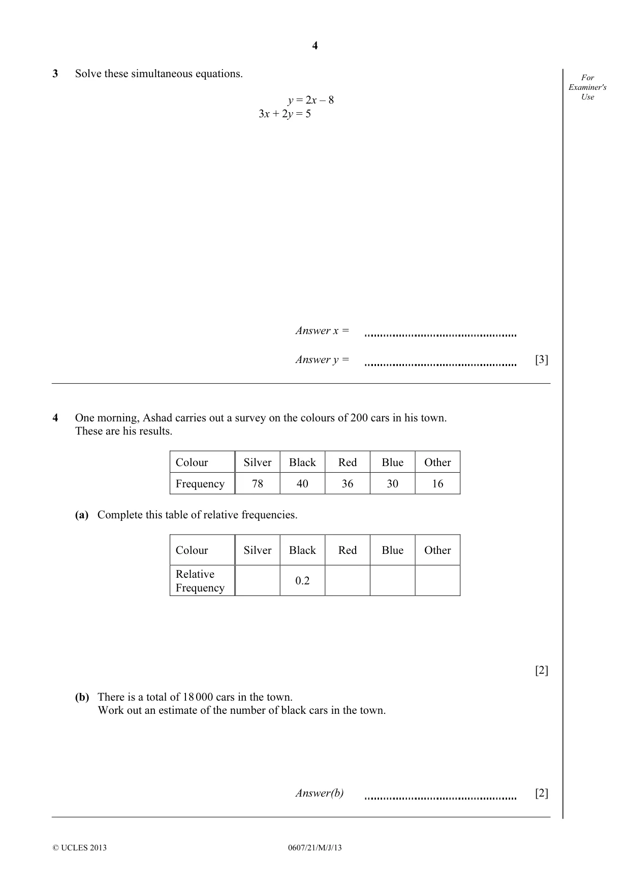 Cambridge IGCSE Mathematics - International 0607 2013 May/June Paper 2 · Variant 1 question paper, page 4 of 8