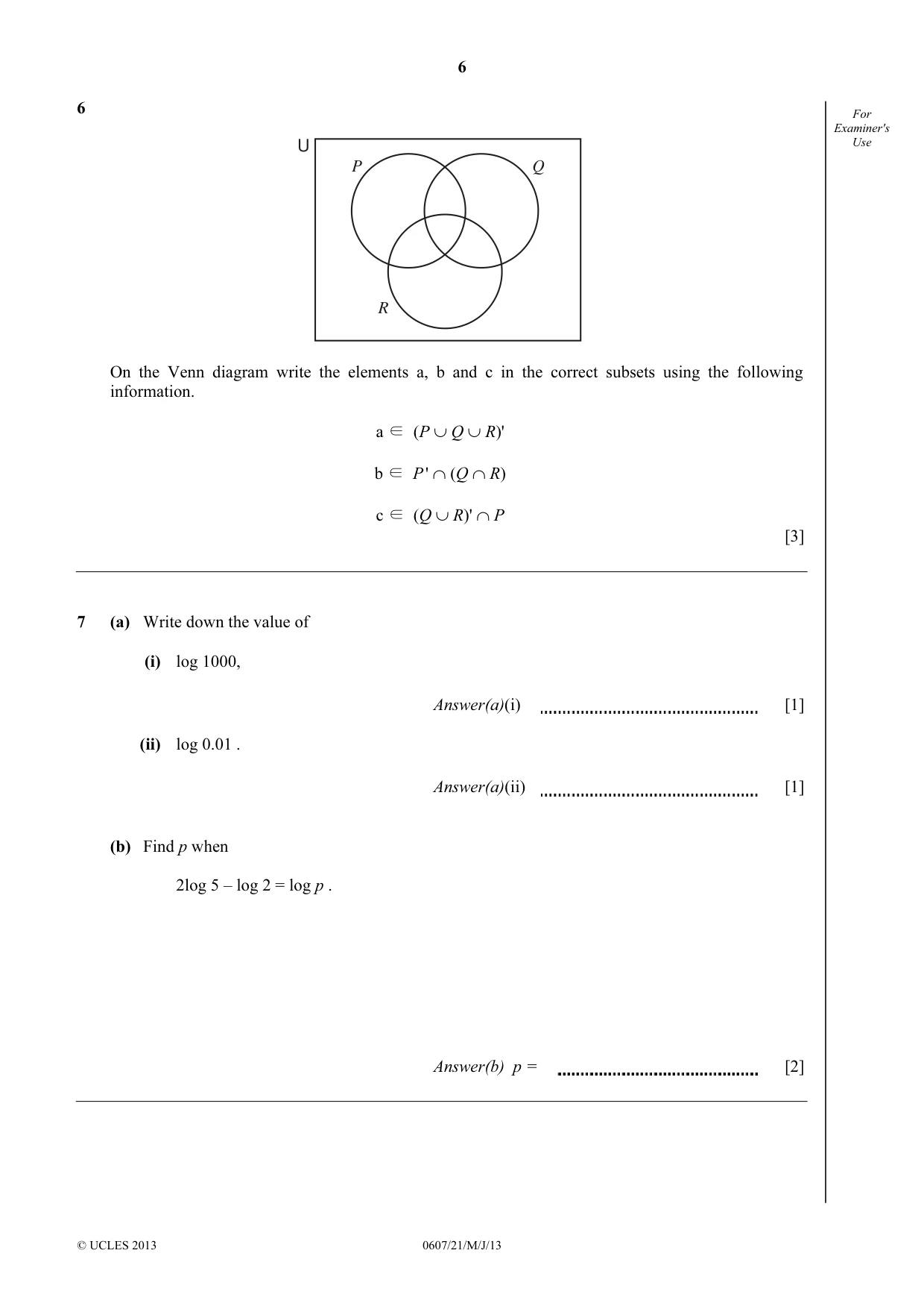 Cambridge IGCSE Mathematics - International 0607 2013 May/June Paper 2 · Variant 1 question paper, page 6 of 8