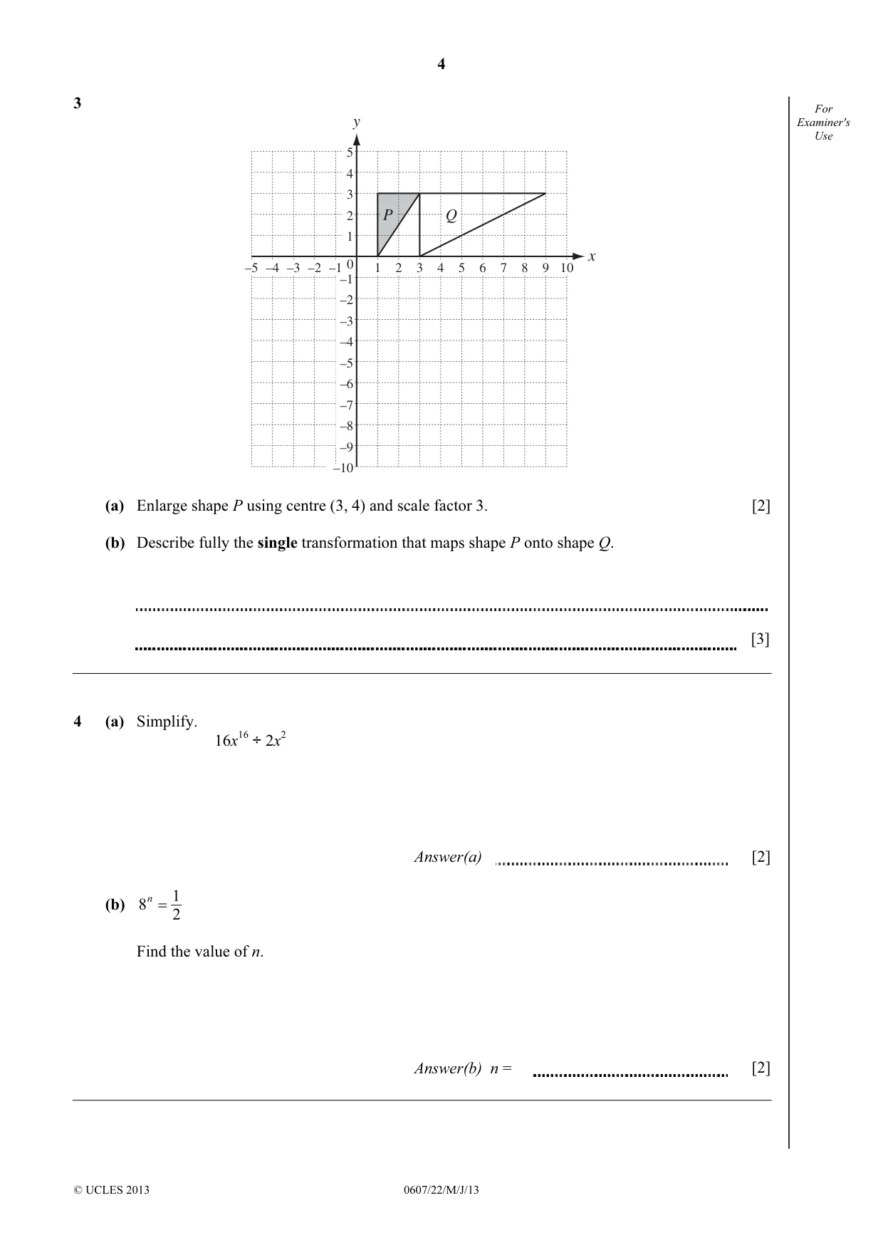 Cambridge IGCSE Mathematics - International 0607 2013 May/June Paper 2 · Variant 2 question paper, page 4 of 8