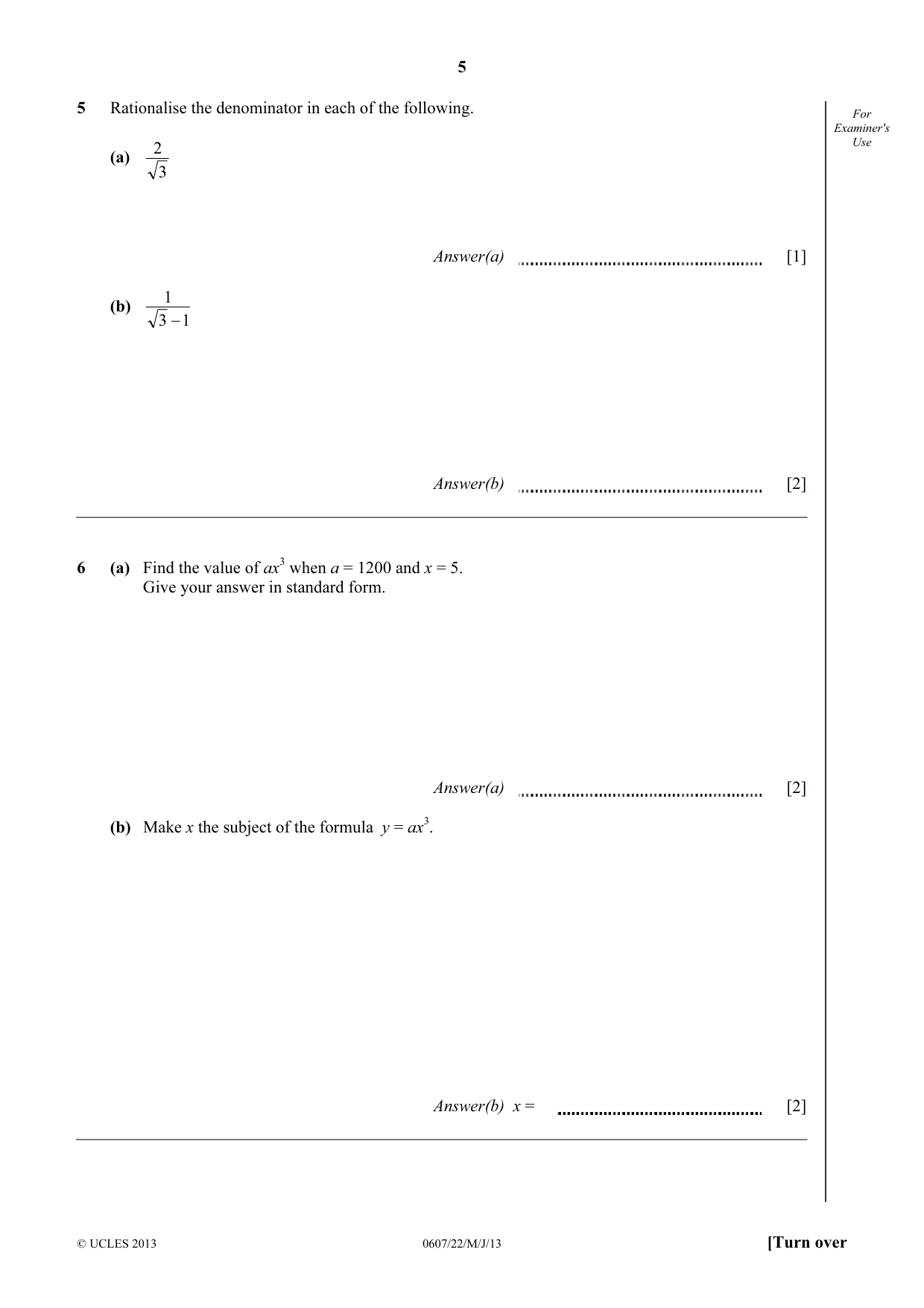 Cambridge IGCSE Mathematics - International 0607 2013 May/June Paper 2 · Variant 2 question paper, page 5 of 8
