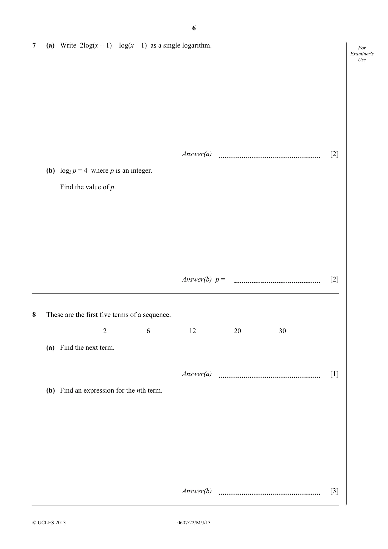 Cambridge IGCSE Mathematics - International 0607 2013 May/June Paper 2 · Variant 2 question paper, page 6 of 8