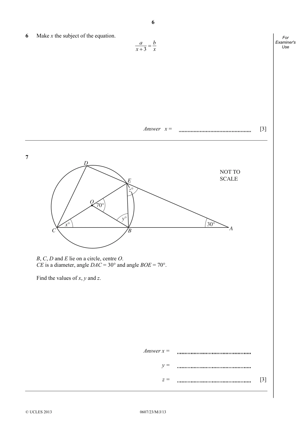 Cambridge IGCSE Mathematics - International 0607 2013 May/June Paper 2 · Variant 3 question paper, page 6 of 8