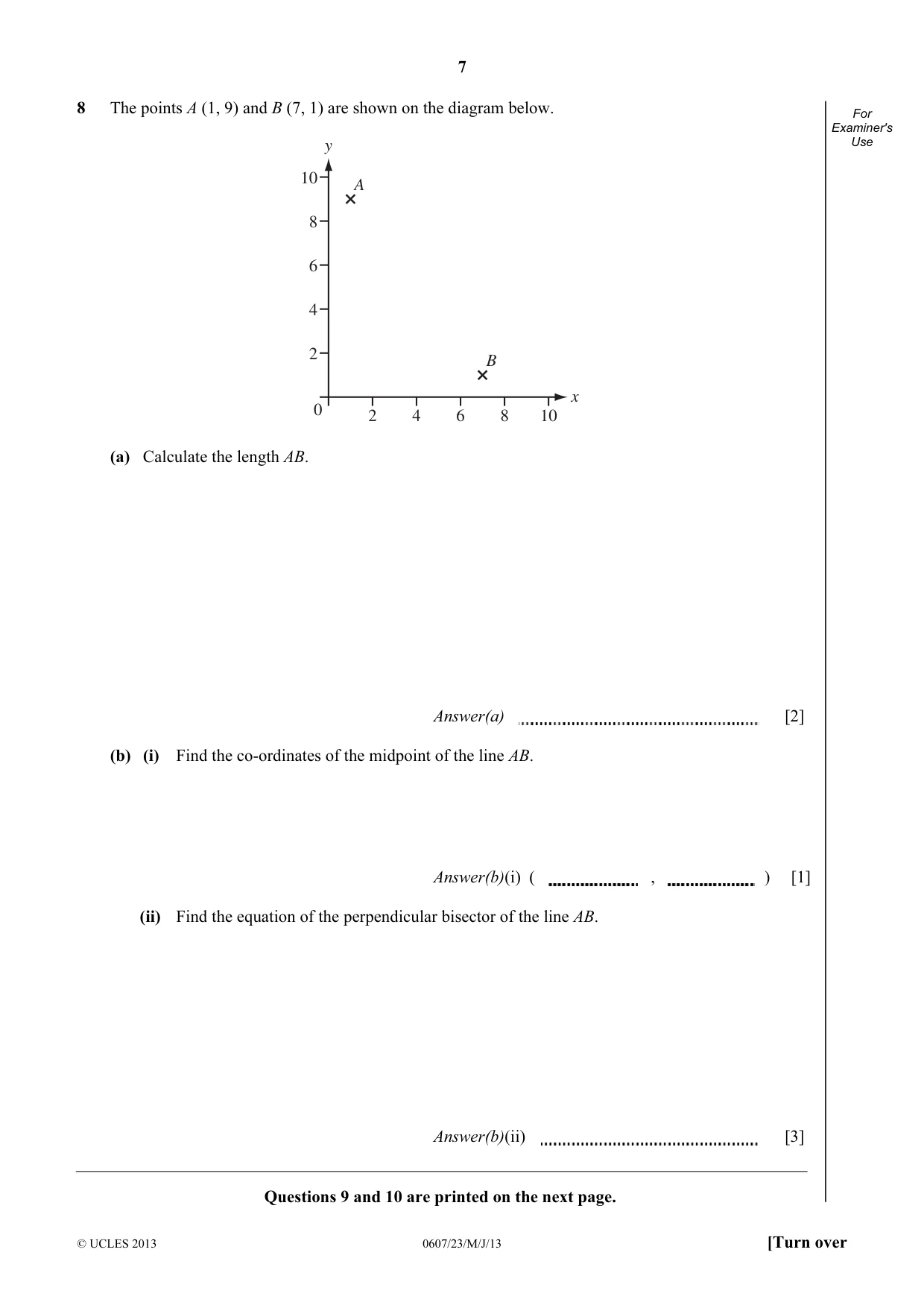 Cambridge IGCSE Mathematics - International 0607 2013 May/June Paper 2 · Variant 3 question paper, page 7 of 8