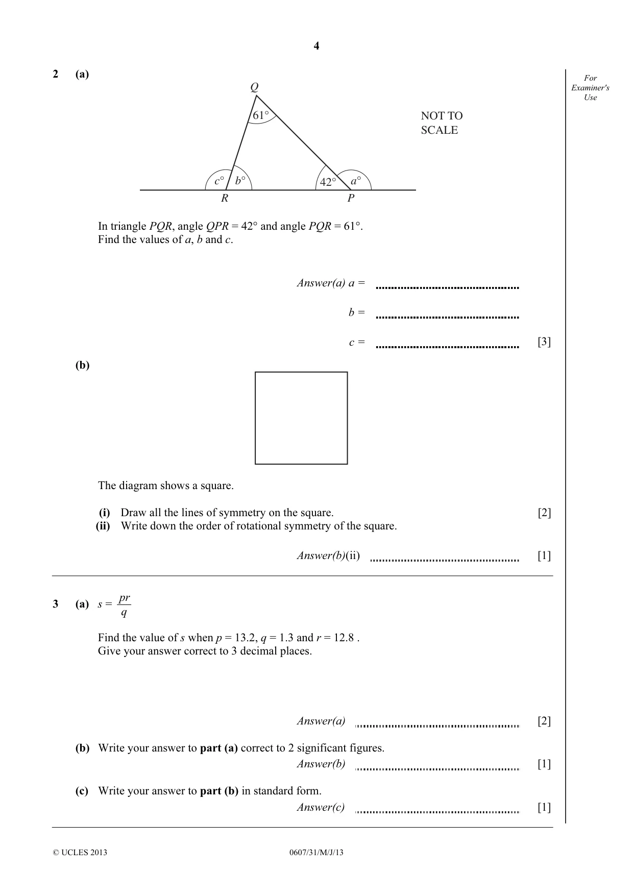 Cambridge IGCSE Mathematics - International 0607 2013 May/June Paper 3 · Variant 1 question paper, page 4 of 16