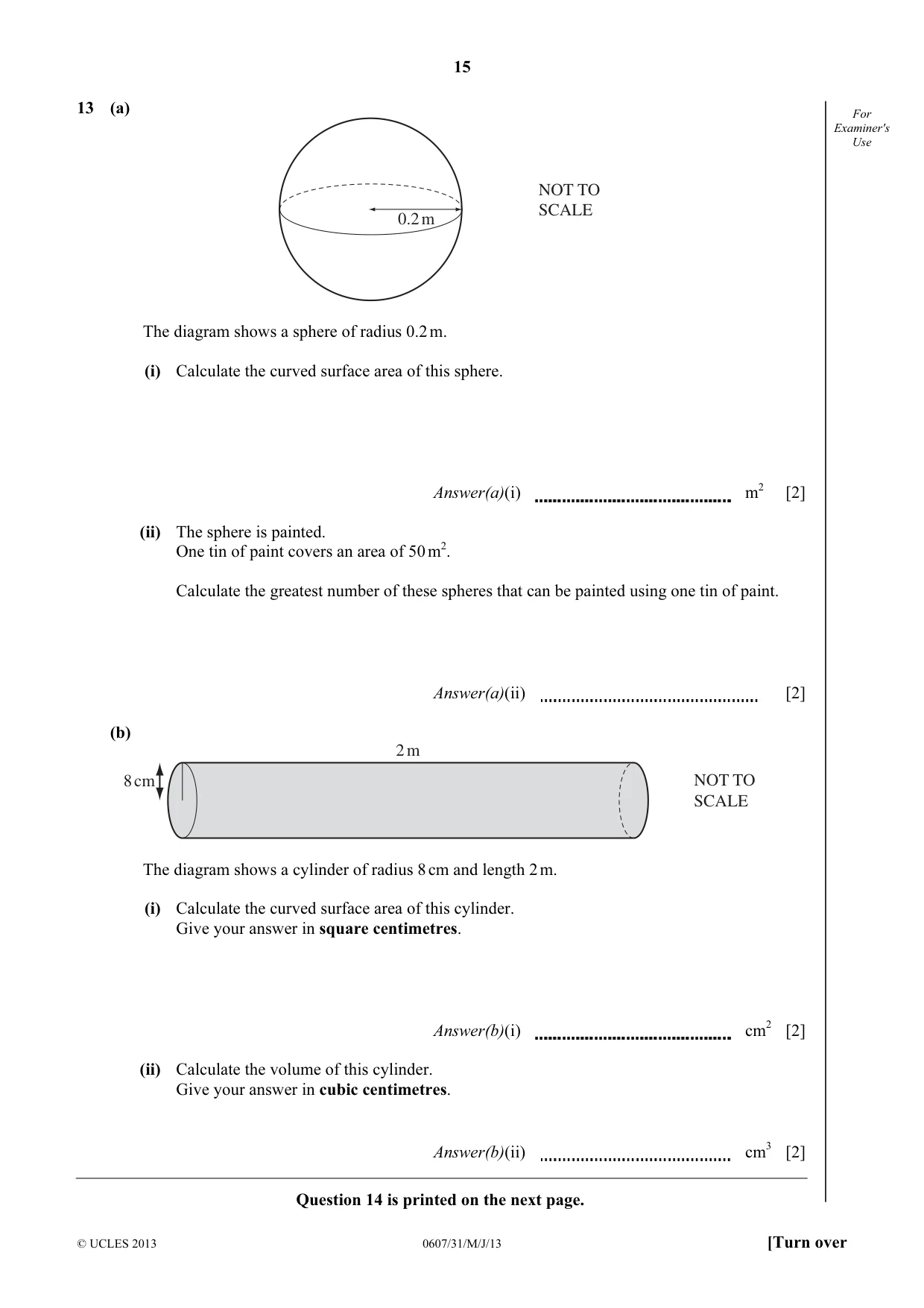 Cambridge IGCSE Mathematics - International 0607 2013 May/June Paper 3 · Variant 1 question paper, page 15 of 16