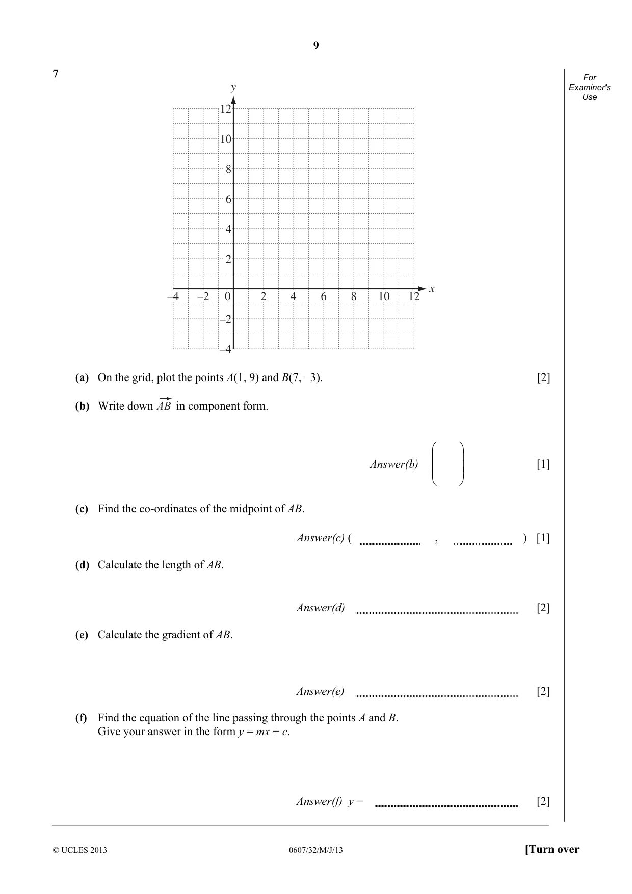 Cambridge IGCSE Mathematics - International 0607 2013 May/June Paper 3 · Variant 2 question paper, page 9 of 16