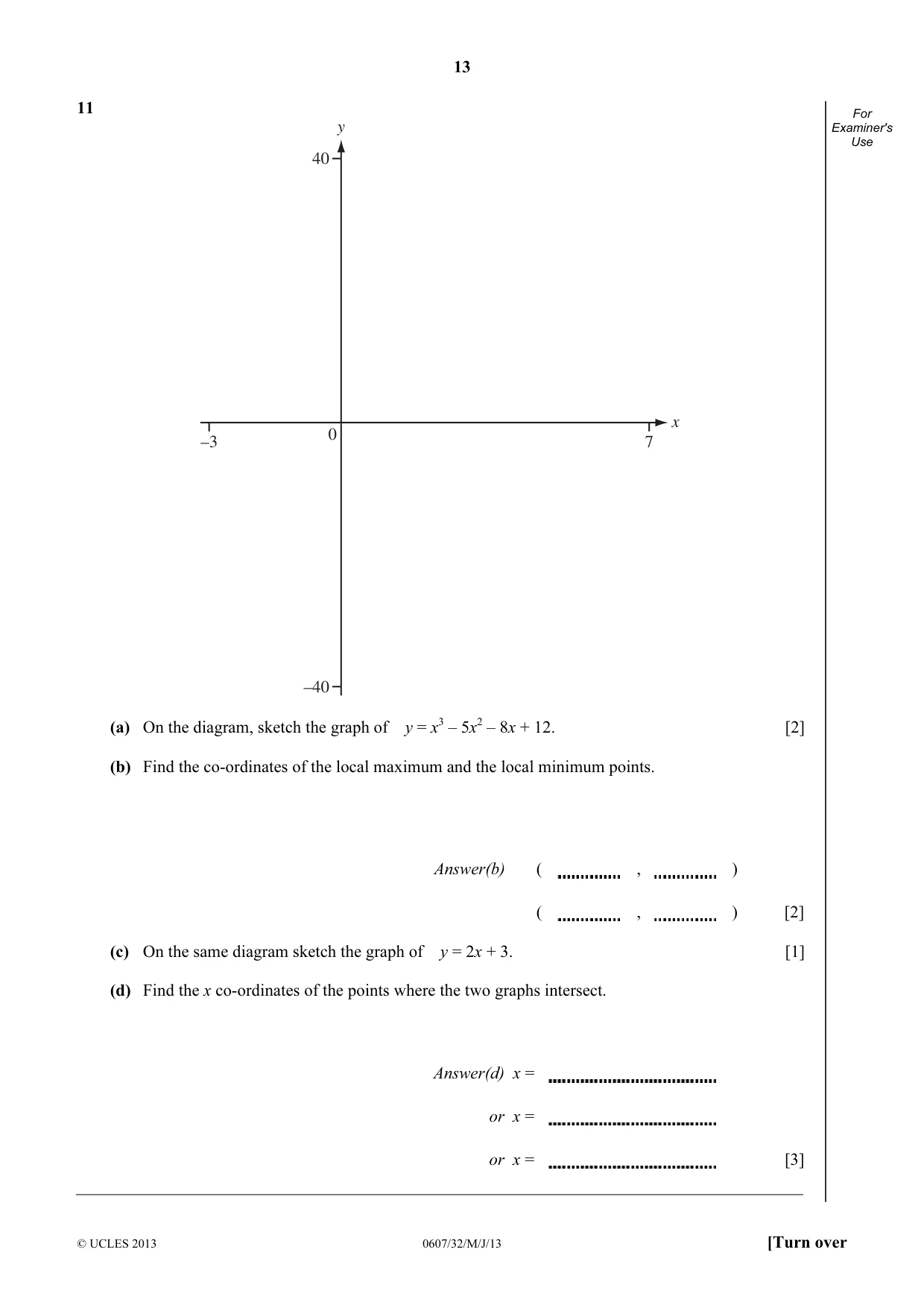 Cambridge IGCSE Mathematics - International 0607 2013 May/June Paper 3 · Variant 2 question paper, page 13 of 16