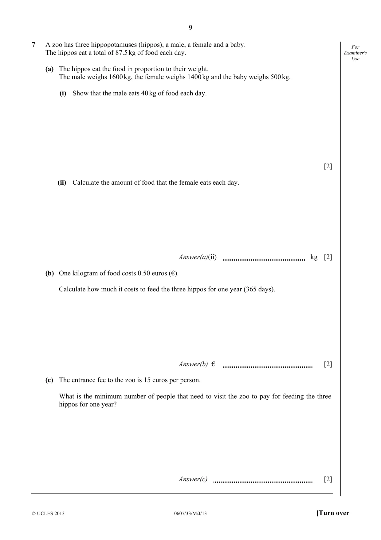 Cambridge IGCSE Mathematics - International 0607 2013 May/June Paper 3 · Variant 3 question paper, page 9 of 16
