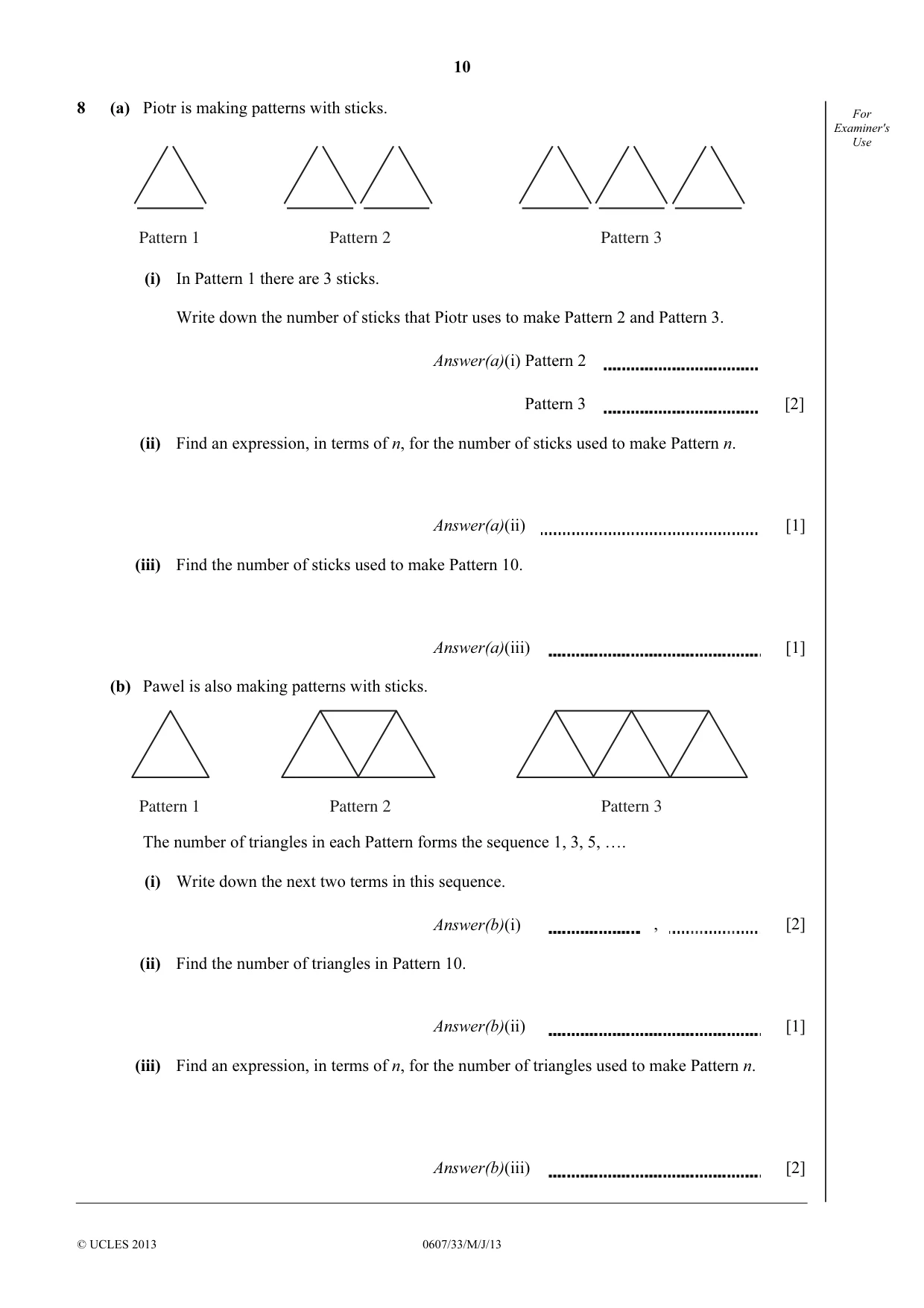 Cambridge IGCSE Mathematics - International 0607 2013 May/June Paper 3 · Variant 3 question paper, page 10 of 16