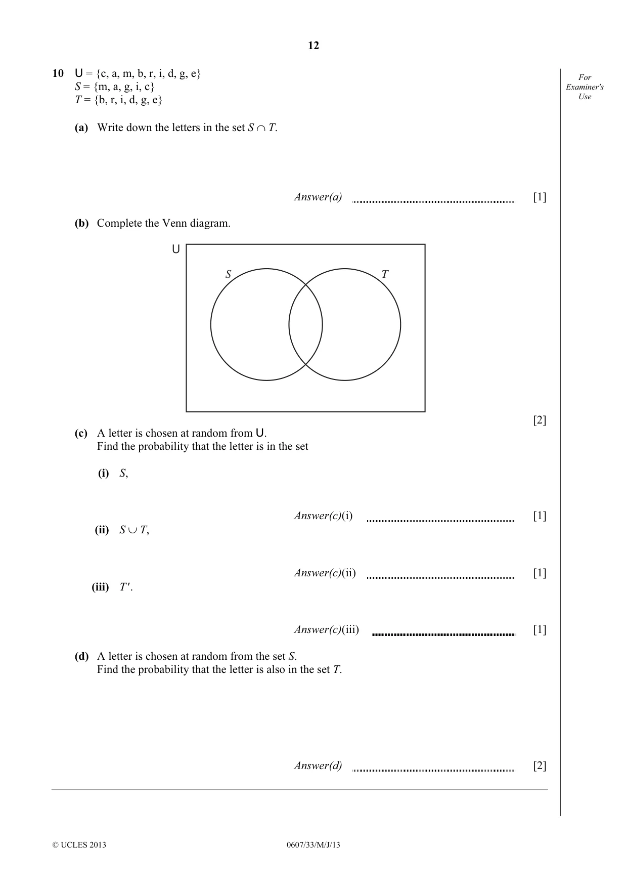 Cambridge IGCSE Mathematics - International 0607 2013 May/June Paper 3 · Variant 3 question paper, page 12 of 16