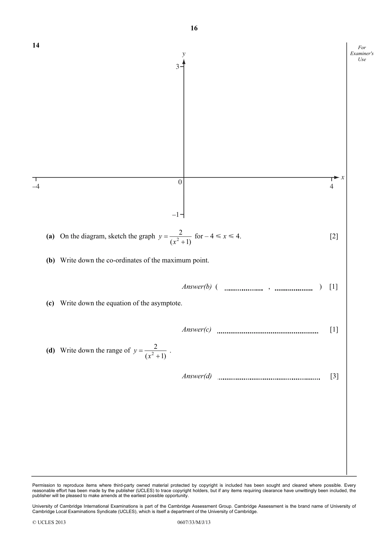Cambridge IGCSE Mathematics - International 0607 2013 May/June Paper 3 · Variant 3 question paper, page 16 of 16