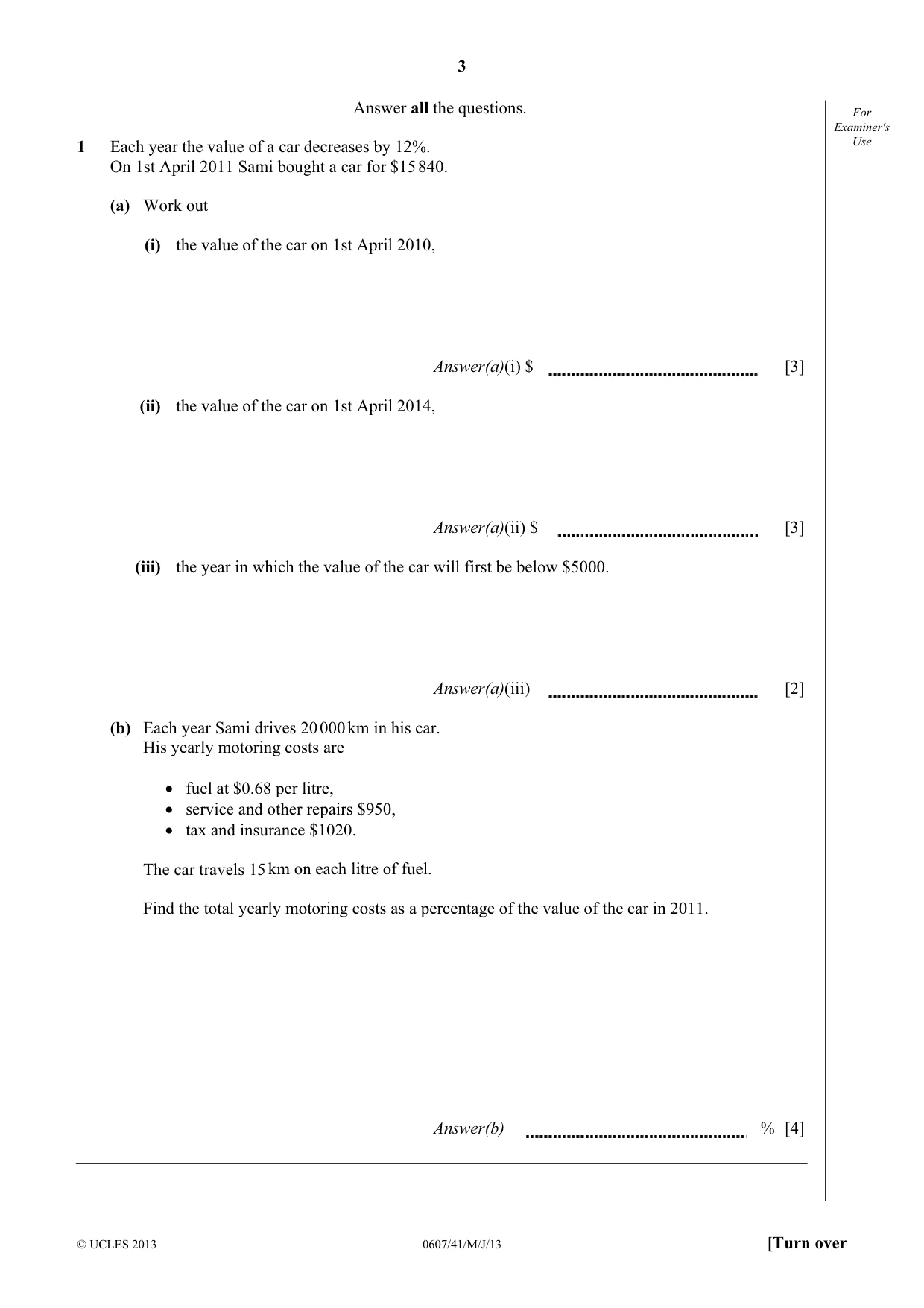 Cambridge IGCSE Mathematics - International 0607 2013 May/June Paper 4 · Variant 1 question paper, page 3 of 16