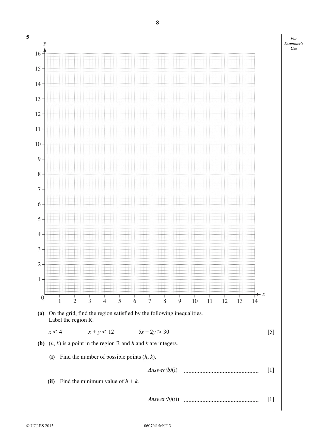 Cambridge IGCSE Mathematics - International 0607 2013 May/June Paper 4 · Variant 1 question paper, page 8 of 16