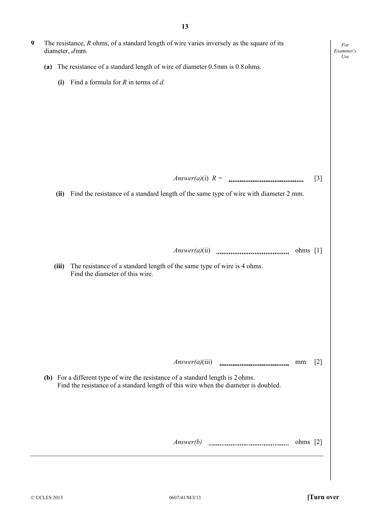 Cambridge IGCSE Mathematics - International 0607 2013 May/June Paper 4 · Variant 1 question paper, page 13 of 16