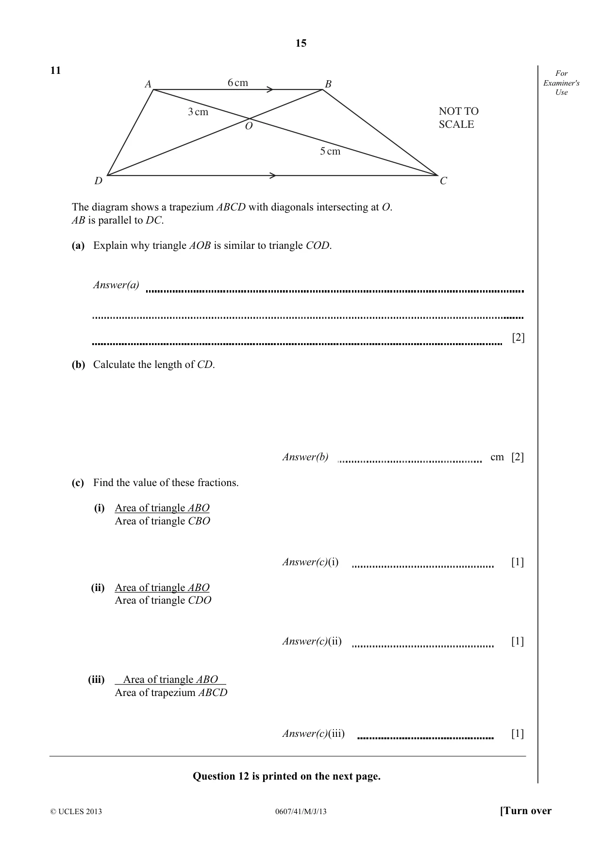 Cambridge IGCSE Mathematics - International 0607 2013 May/June Paper 4 · Variant 1 question paper, page 15 of 16