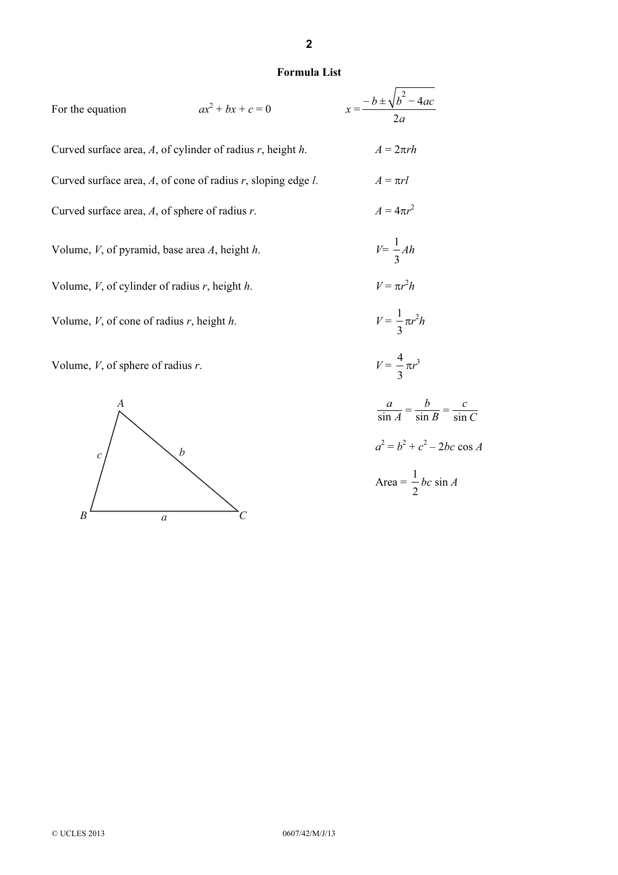 Cambridge IGCSE Mathematics - International 0607 2013 May/June Paper 4 · Variant 2 question paper, page 2 of 20