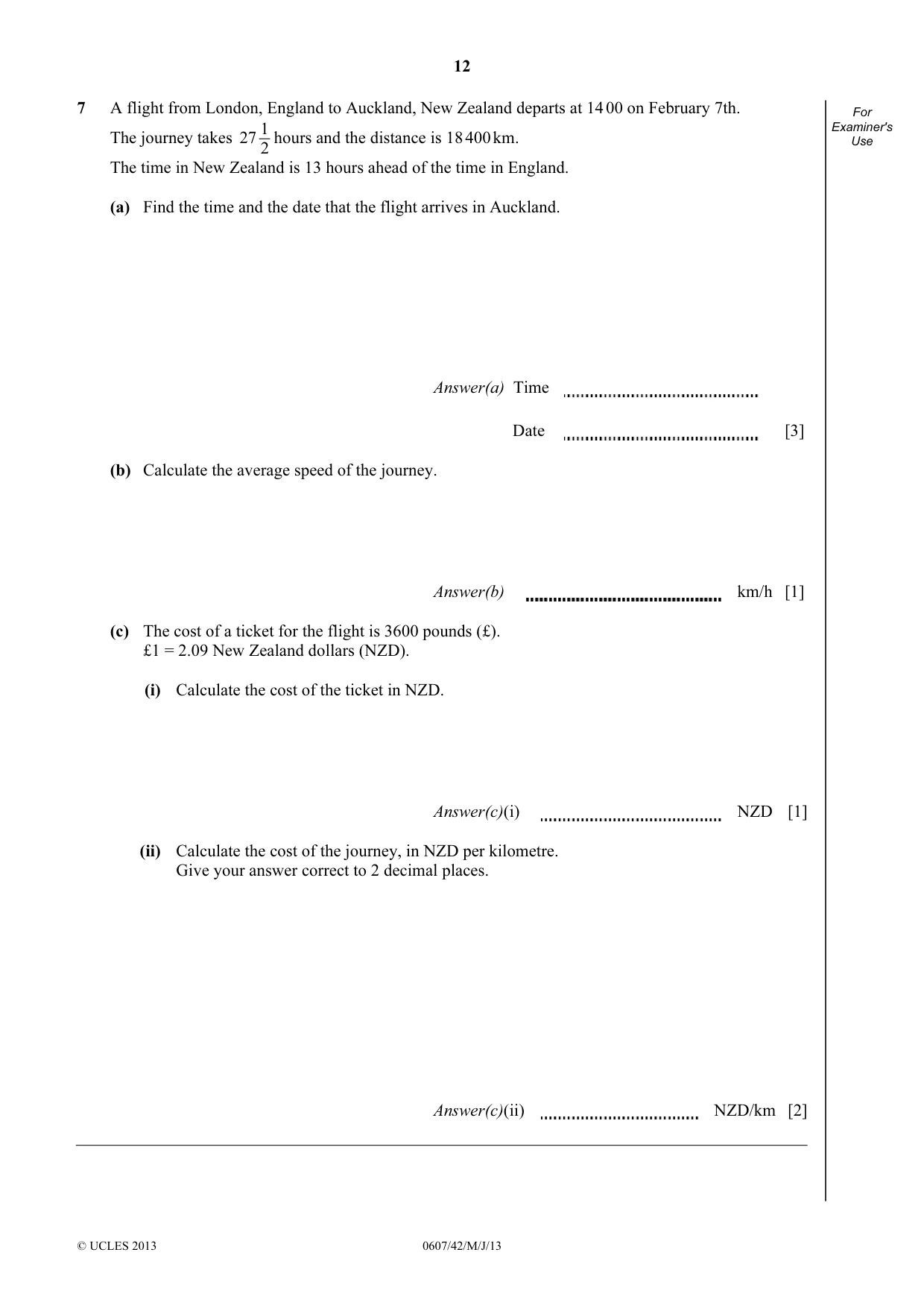 Cambridge IGCSE Mathematics - International 0607 2013 May/June Paper 4 · Variant 2 question paper, page 12 of 20