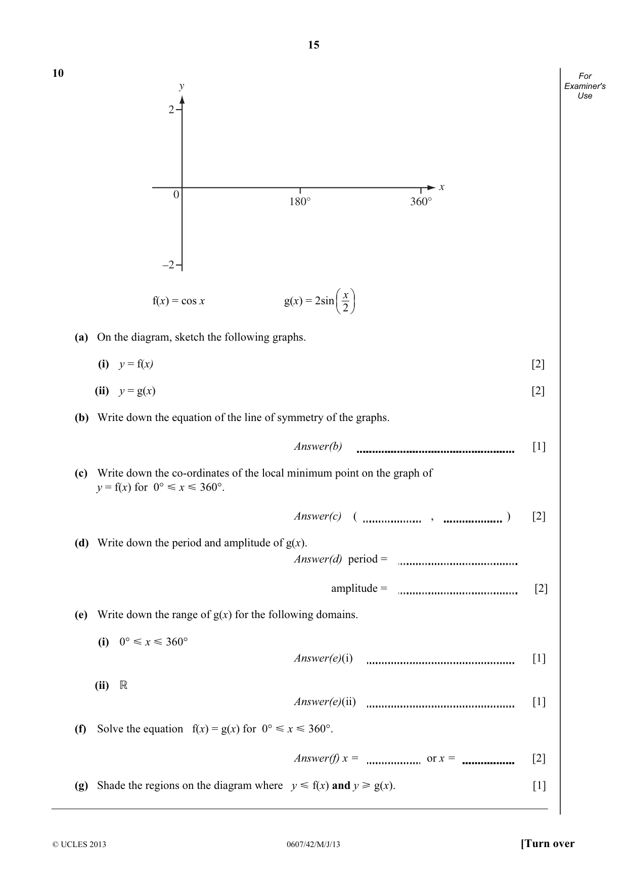 Cambridge IGCSE Mathematics - International 0607 2013 May/June Paper 4 · Variant 2 question paper, page 15 of 20