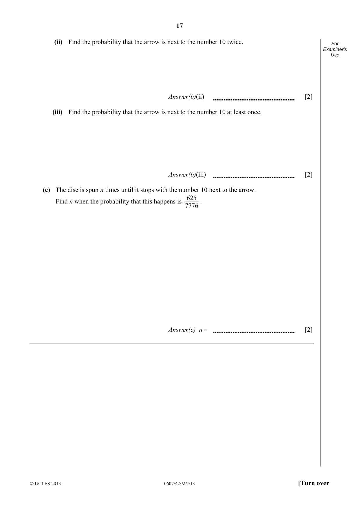 Cambridge IGCSE Mathematics - International 0607 2013 May/June Paper 4 · Variant 2 question paper, page 17 of 20