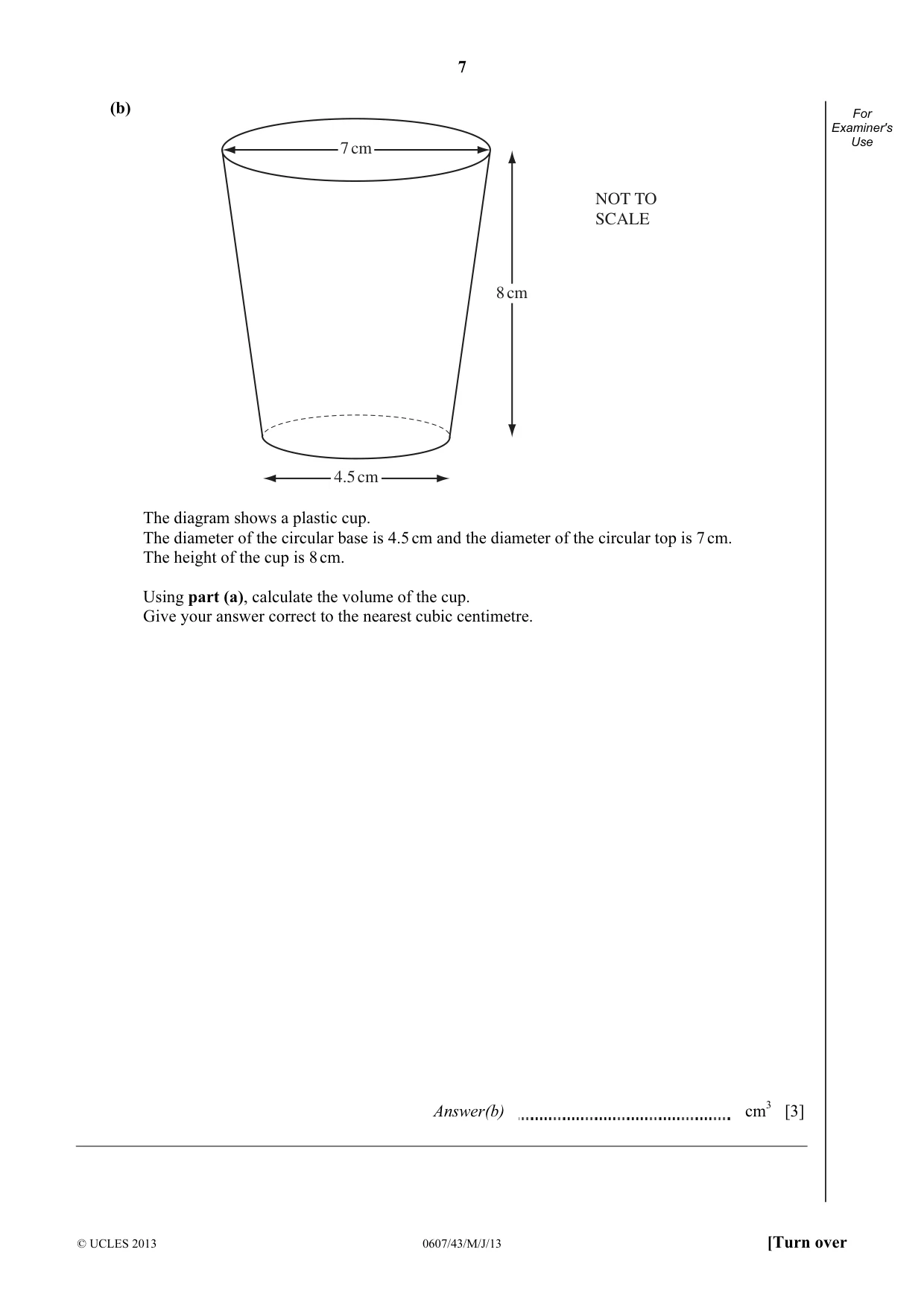 Cambridge IGCSE Mathematics - International 0607 2013 May/June Paper 4 · Variant 3 question paper, page 7 of 20