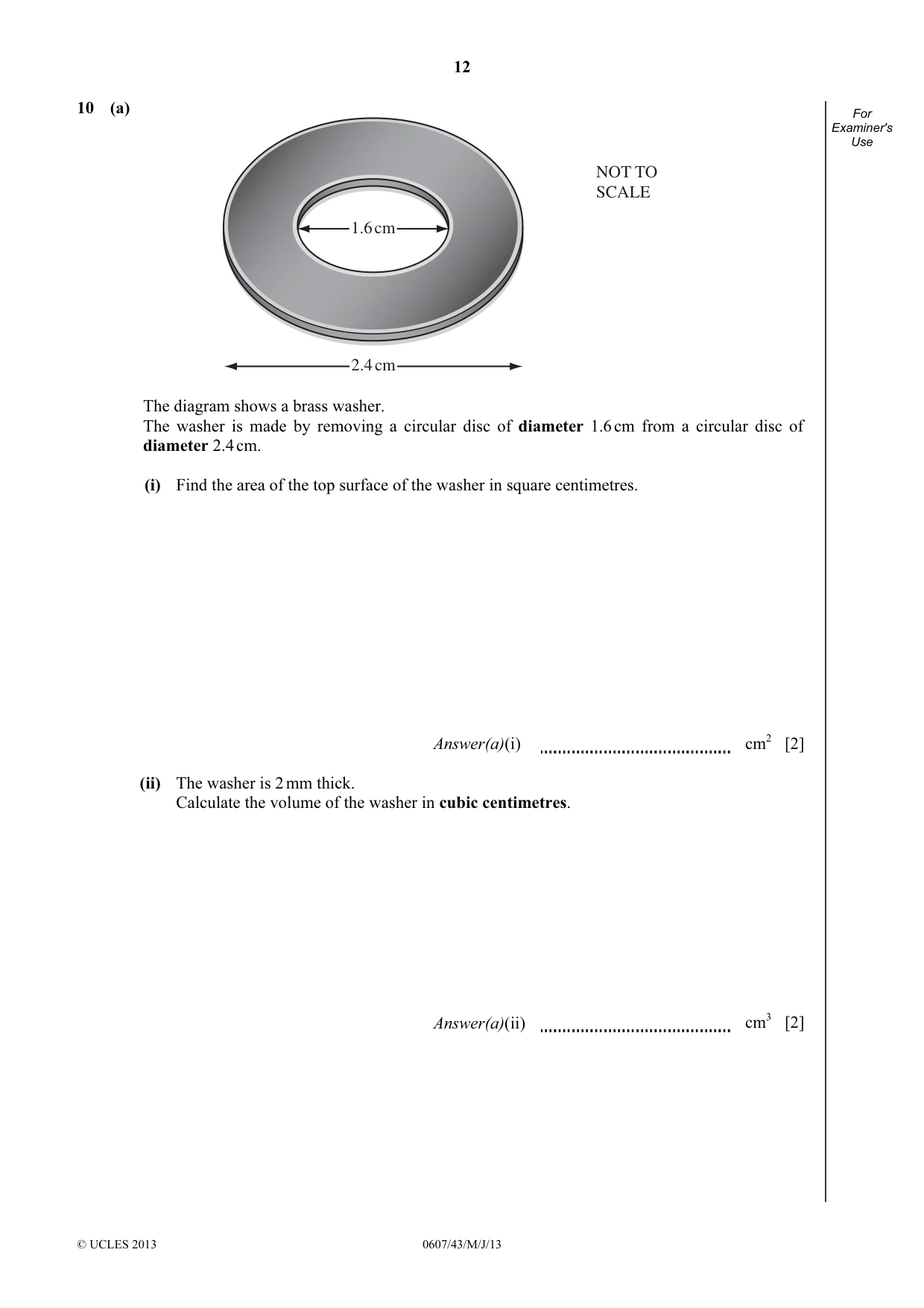 Cambridge IGCSE Mathematics - International 0607 2013 May/June Paper 4 · Variant 3 question paper, page 12 of 20