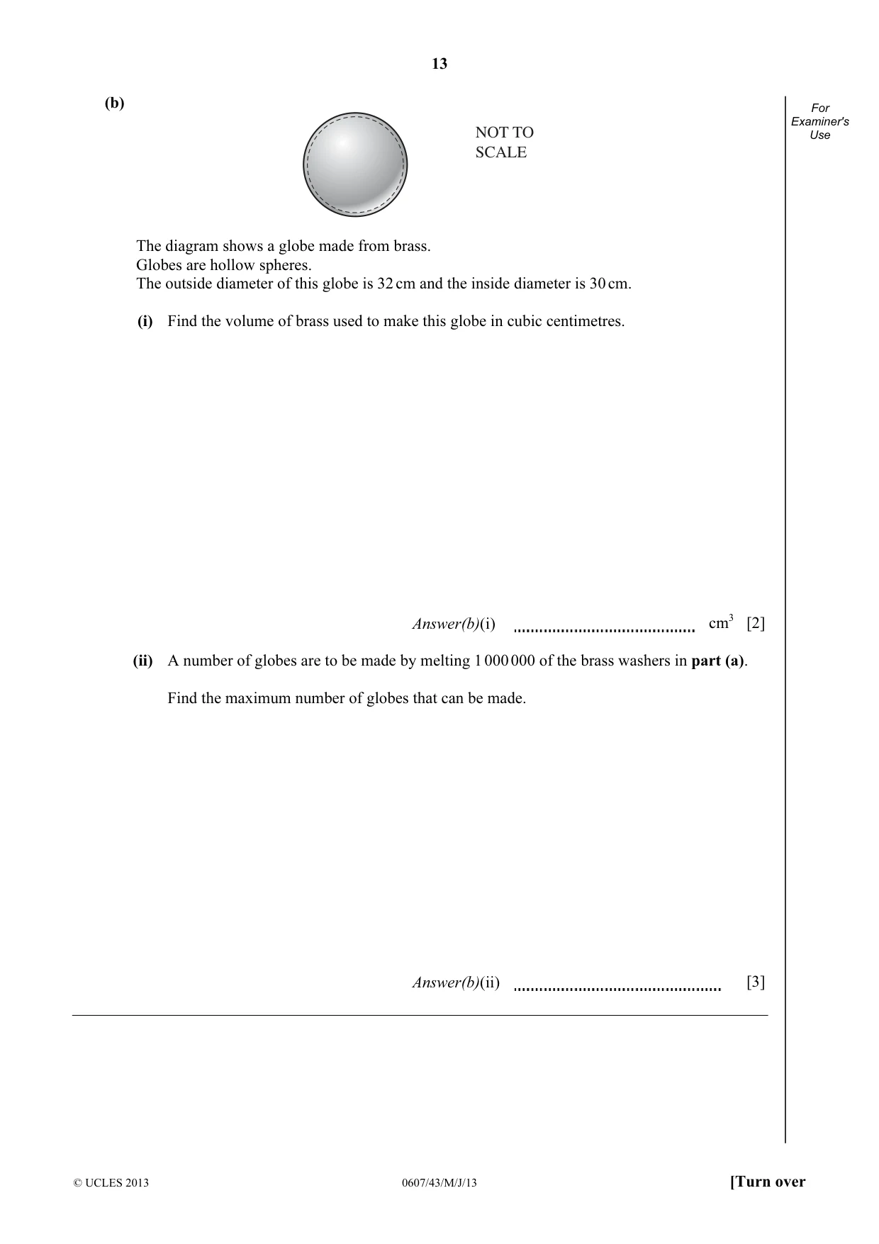 Cambridge IGCSE Mathematics - International 0607 2013 May/June Paper 4 · Variant 3 question paper, page 13 of 20