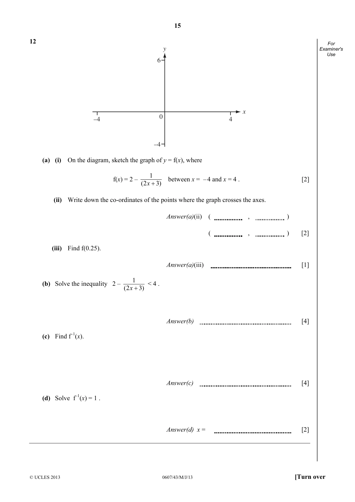 Cambridge IGCSE Mathematics - International 0607 2013 May/June Paper 4 · Variant 3 question paper, page 15 of 20