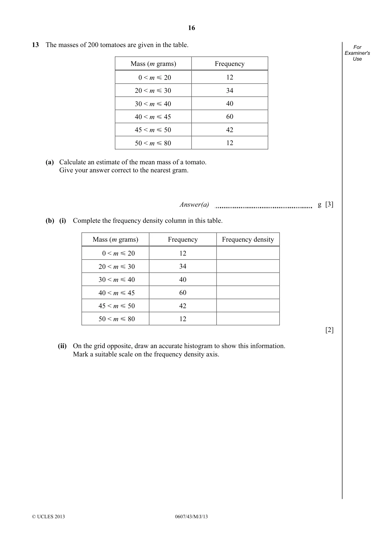 Cambridge IGCSE Mathematics - International 0607 2013 May/June Paper 4 · Variant 3 question paper, page 16 of 20