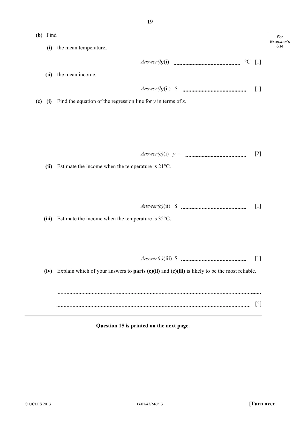Cambridge IGCSE Mathematics - International 0607 2013 May/June Paper 4 · Variant 3 question paper, page 19 of 20