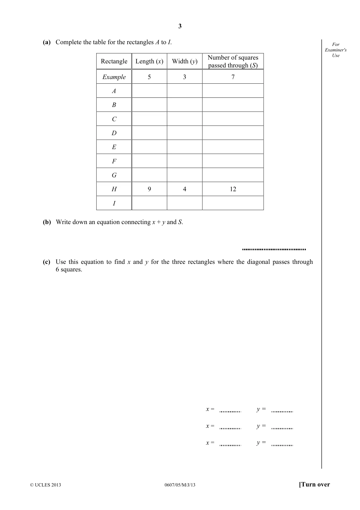 Cambridge IGCSE Mathematics - International 0607 2013 May/June Paper 5 · Variant 1 question paper, page 3 of 8