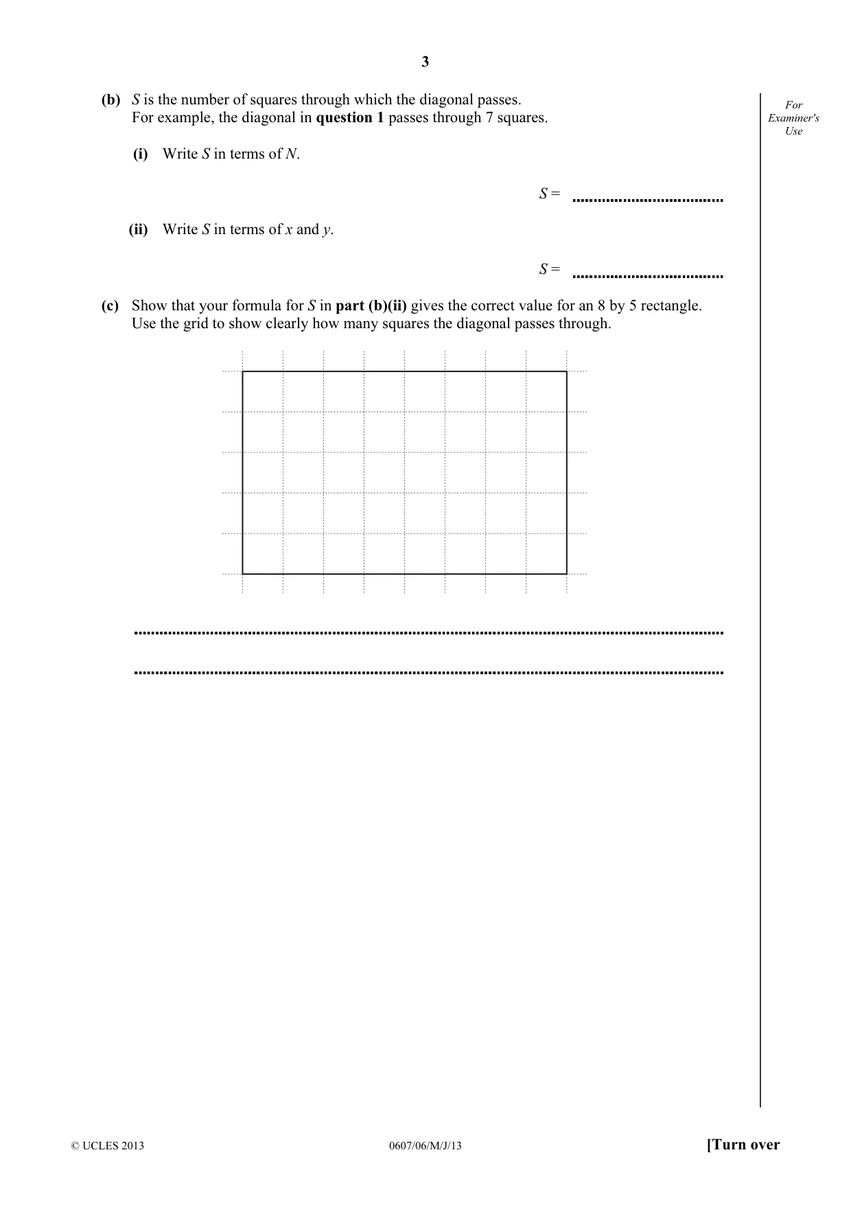 Cambridge IGCSE Mathematics - International 0607 2013 May/June Paper 6 · Variant 1 question paper, page 3 of 8