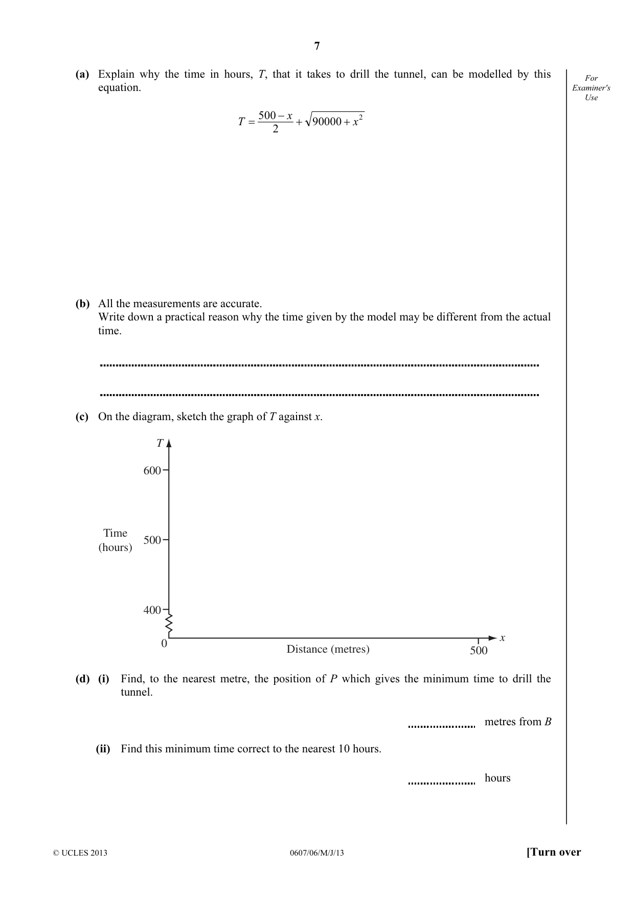Cambridge IGCSE Mathematics - International 0607 2013 May/June Paper 6 · Variant 1 question paper, page 7 of 8