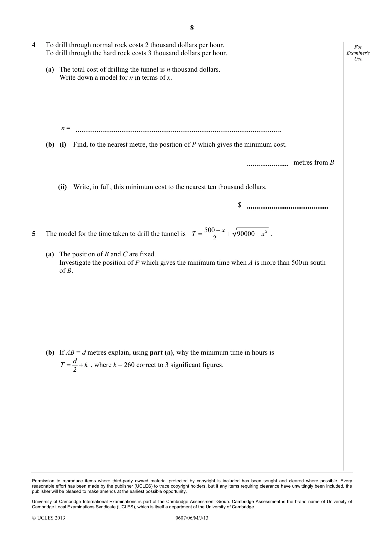 Cambridge IGCSE Mathematics - International 0607 2013 May/June Paper 6 · Variant 1 question paper, page 8 of 8