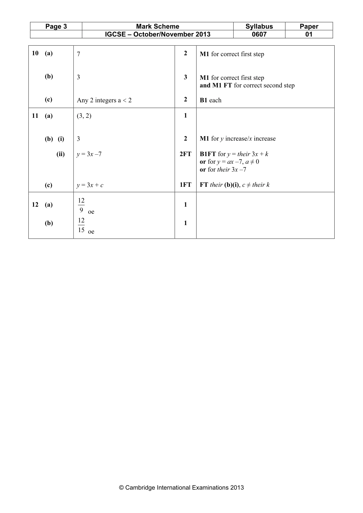 Mark scheme, page 3 of 3