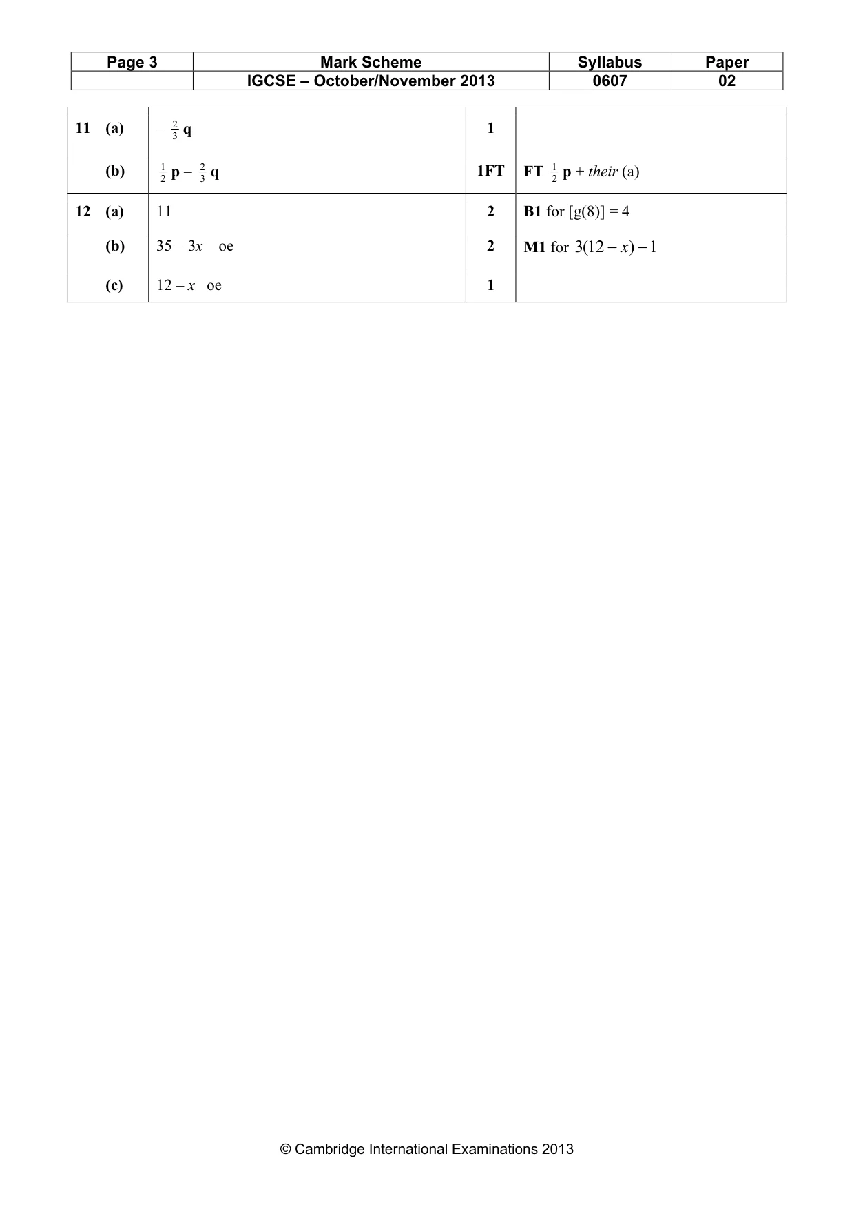 Mark scheme, page 3 of 3