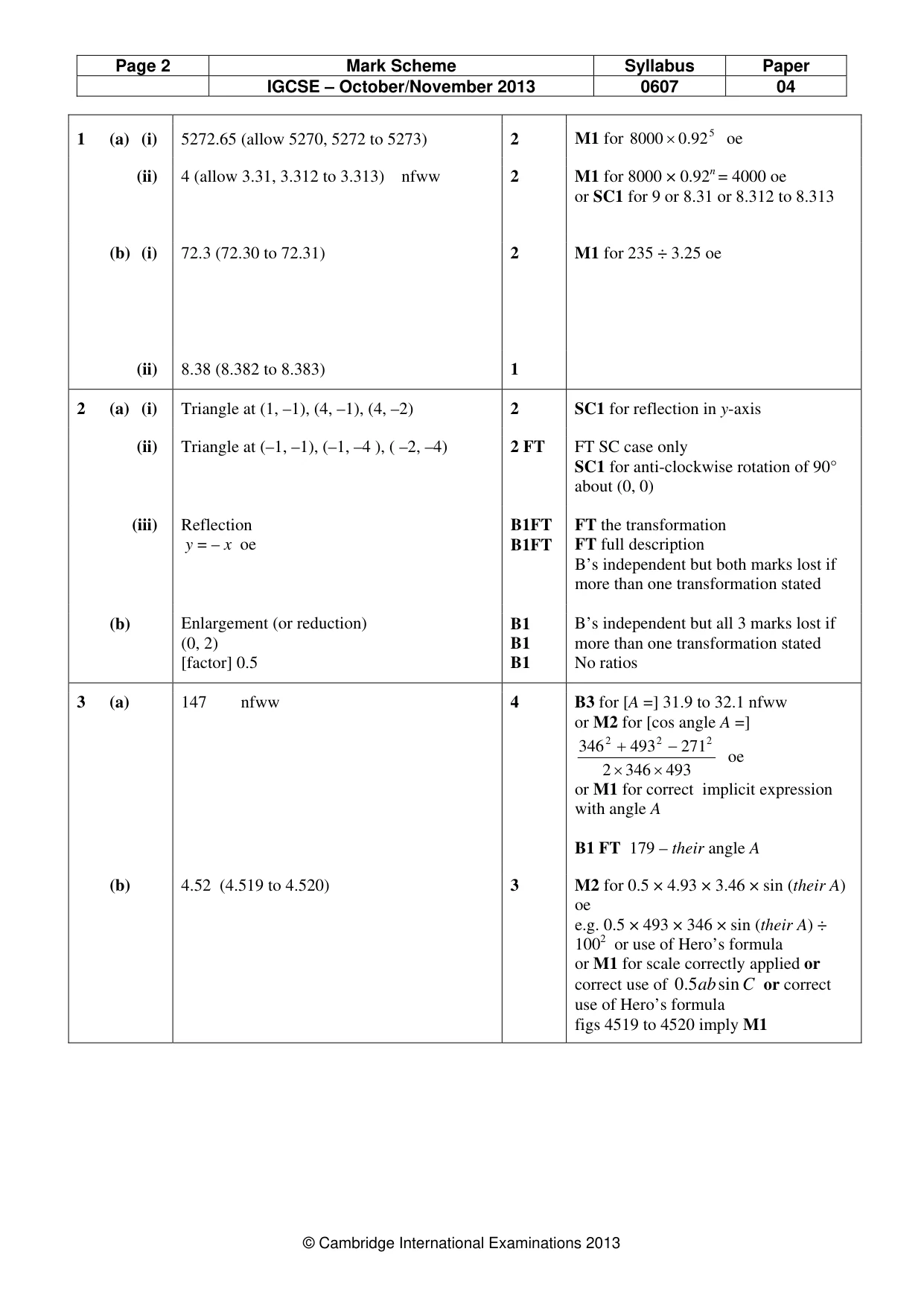 Mark scheme, page 2 of 6