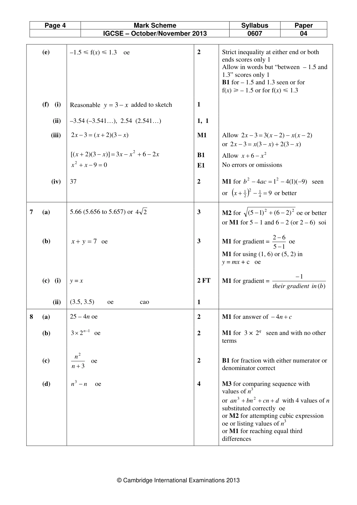 Mark scheme, page 4 of 6