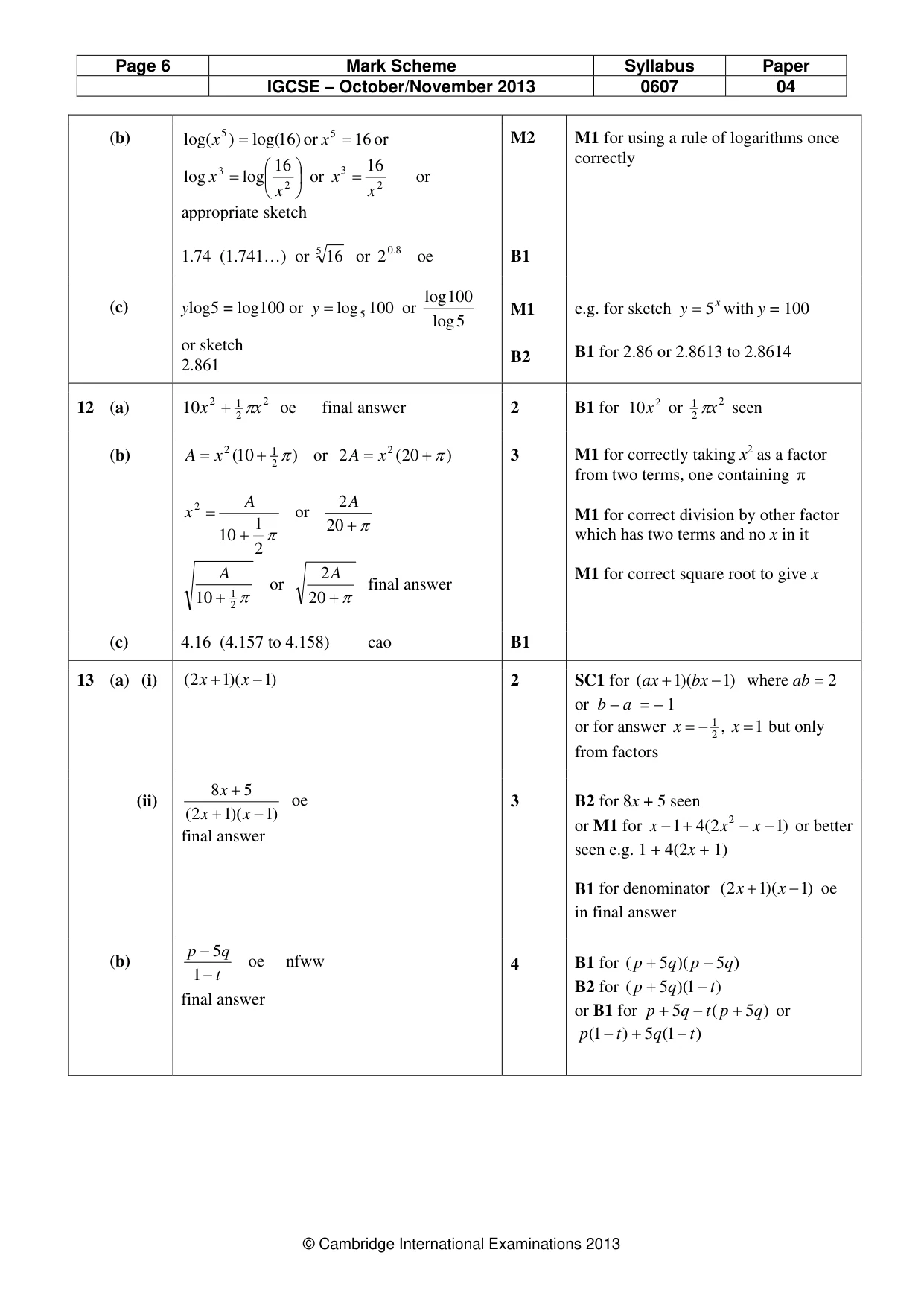 Mark scheme, page 6 of 6