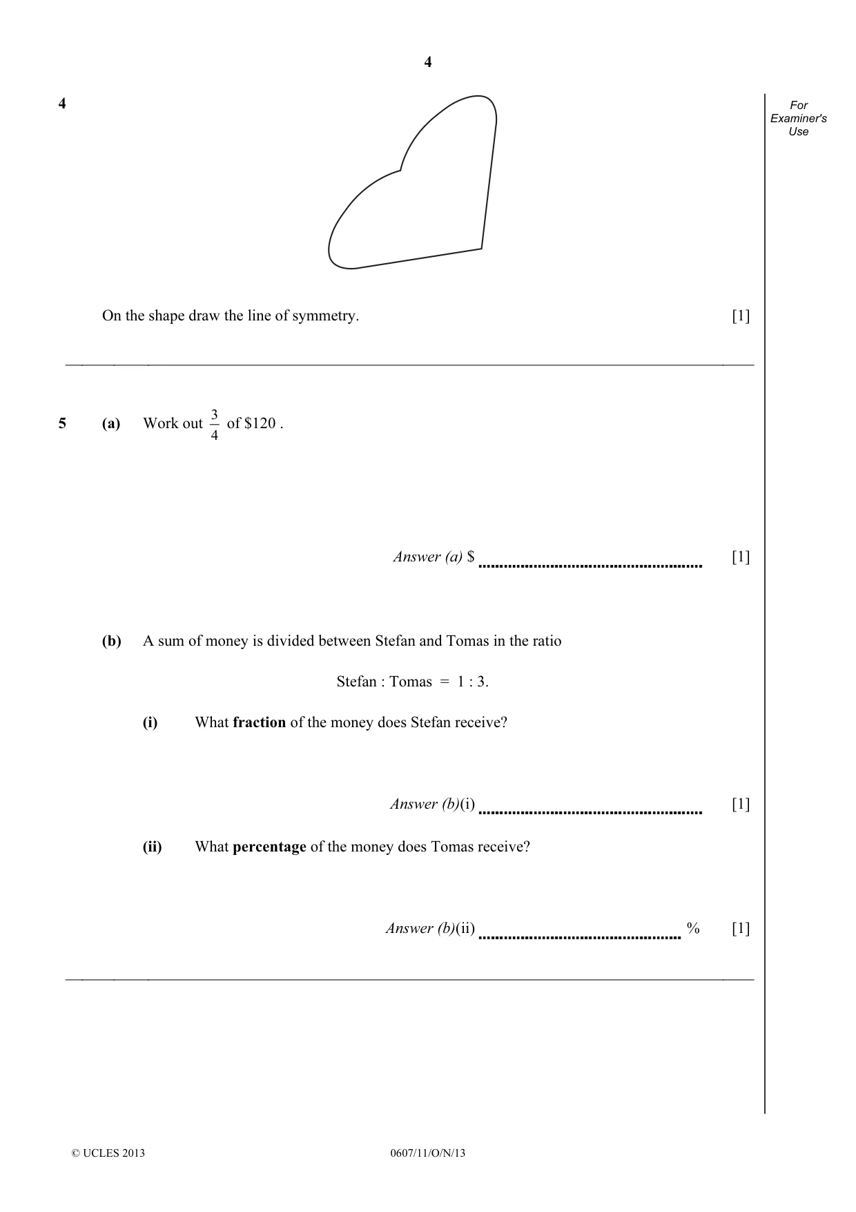 Cambridge IGCSE Mathematics - International 0607 2013 Oct/Nov Paper 1 · Variant 1 question paper, page 4 of 12