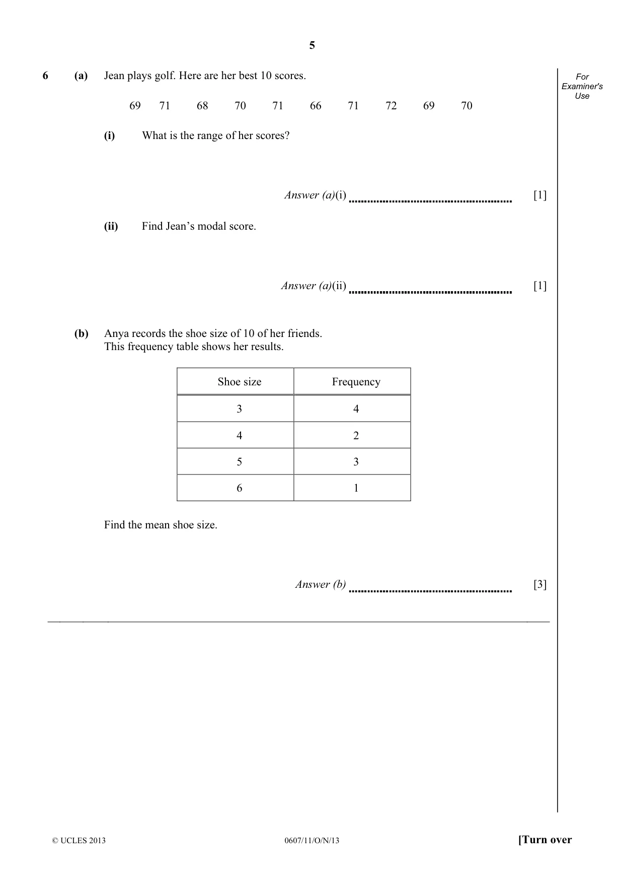 Cambridge IGCSE Mathematics - International 0607 2013 Oct/Nov Paper 1 · Variant 1 question paper, page 5 of 12