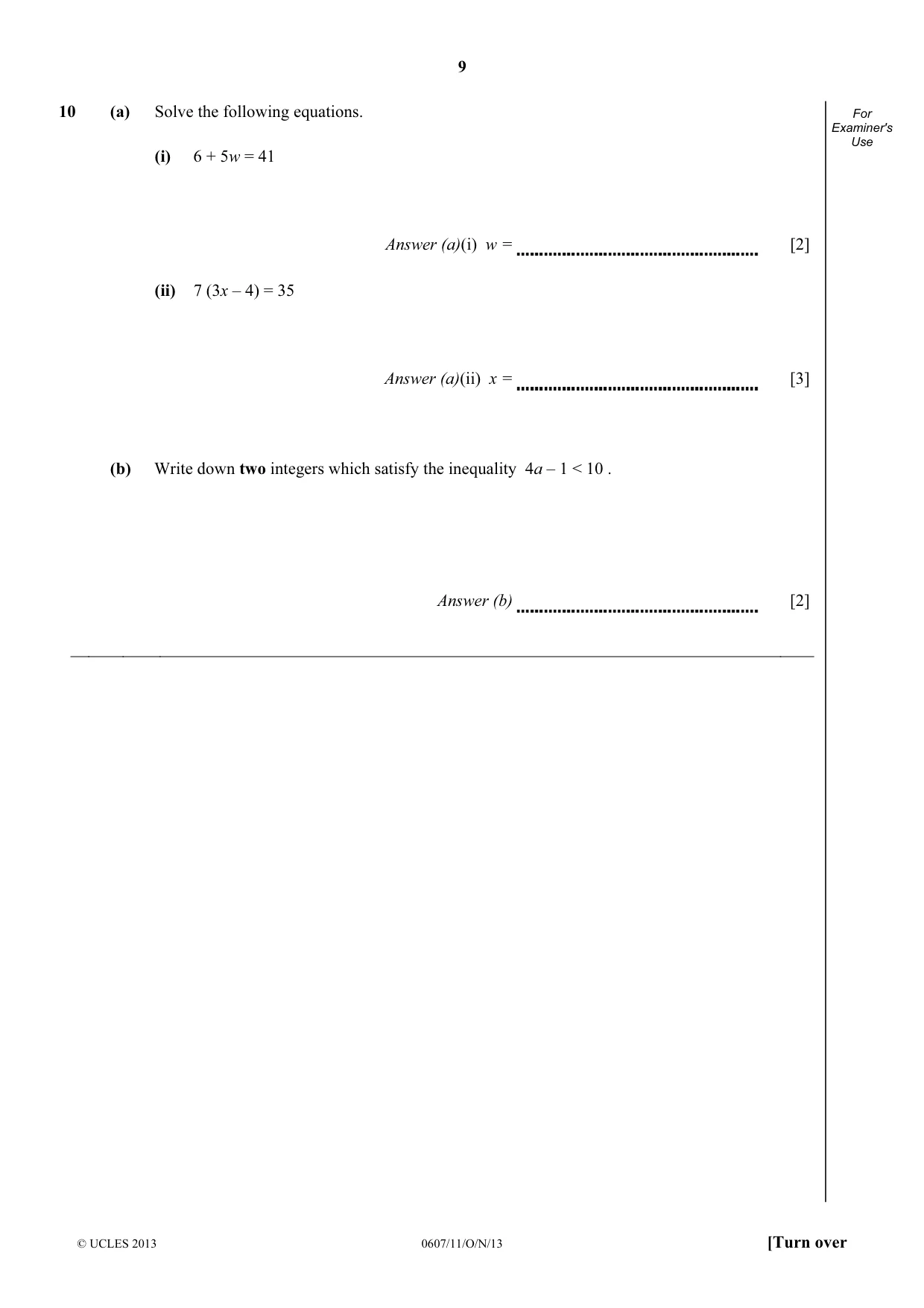 Cambridge IGCSE Mathematics - International 0607 2013 Oct/Nov Paper 1 · Variant 1 question paper, page 9 of 12