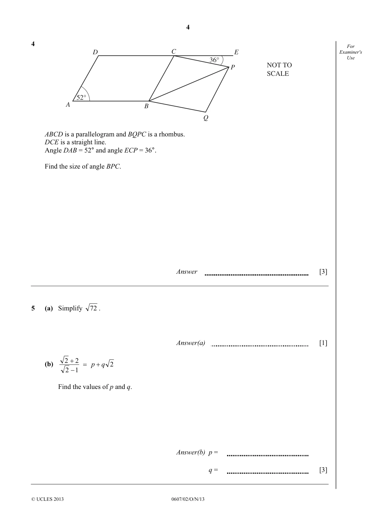 Cambridge IGCSE Mathematics - International 0607 2013 Oct/Nov Paper 2 · Variant 1 question paper, page 4 of 8