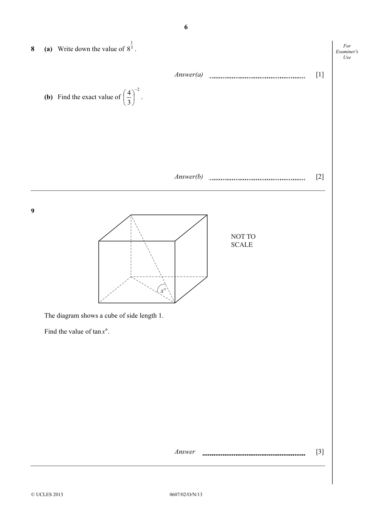 Cambridge IGCSE Mathematics - International 0607 2013 Oct/Nov Paper 2 · Variant 1 question paper, page 6 of 8