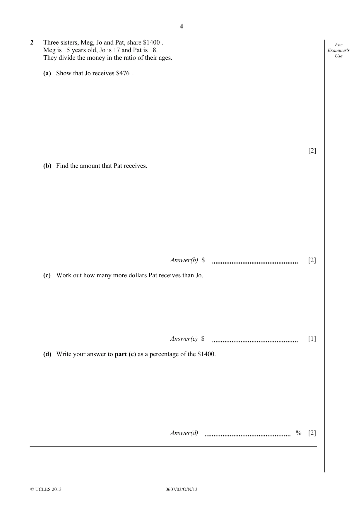 Cambridge IGCSE Mathematics - International 0607 2013 Oct/Nov Paper 3 · Variant 1 question paper, page 4 of 16