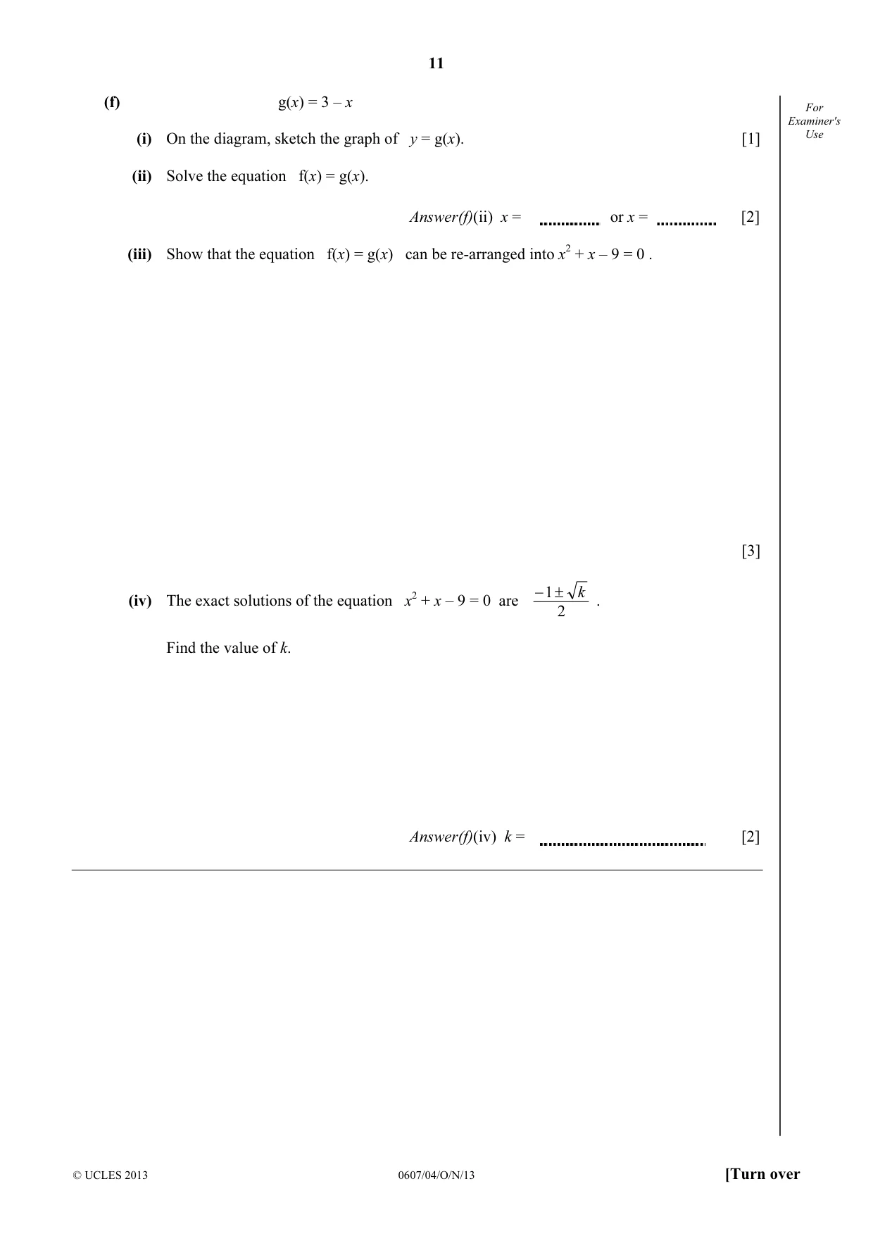 Cambridge IGCSE Mathematics - International 0607 2013 Oct/Nov Paper 4 · Variant 1 question paper, page 11 of 20