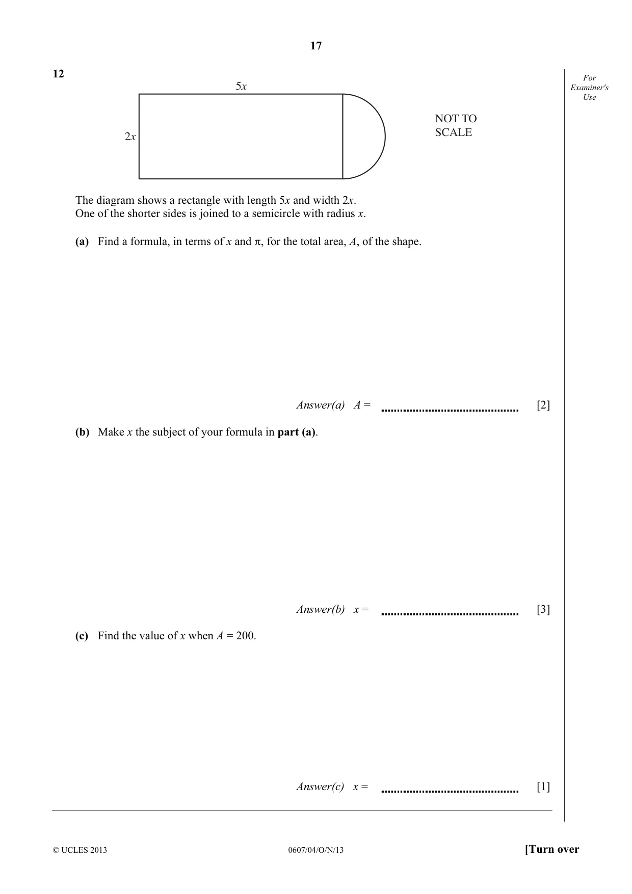 Cambridge IGCSE Mathematics - International 0607 2013 Oct/Nov Paper 4 · Variant 1 question paper, page 17 of 20