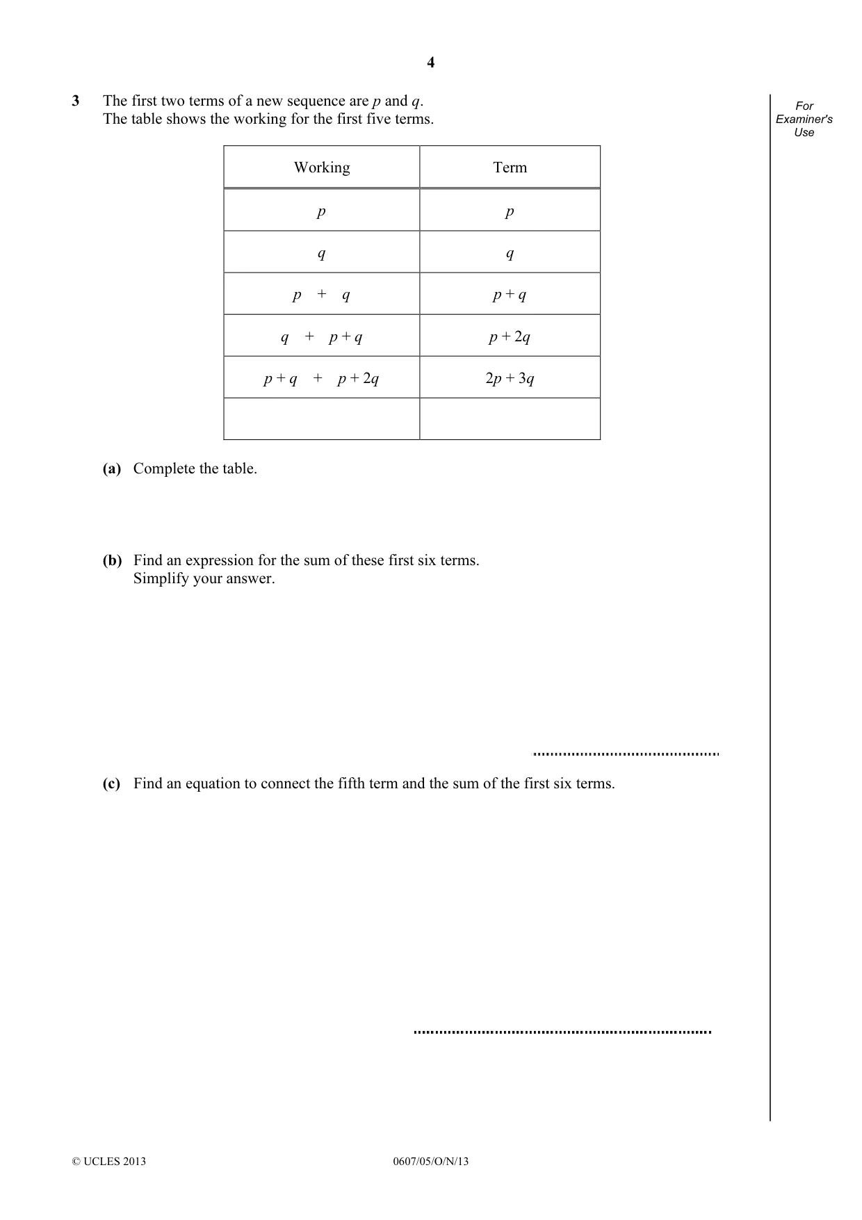 Cambridge IGCSE Mathematics - International 0607 2013 Oct/Nov Paper 5 · Variant 1 question paper, page 4 of 8