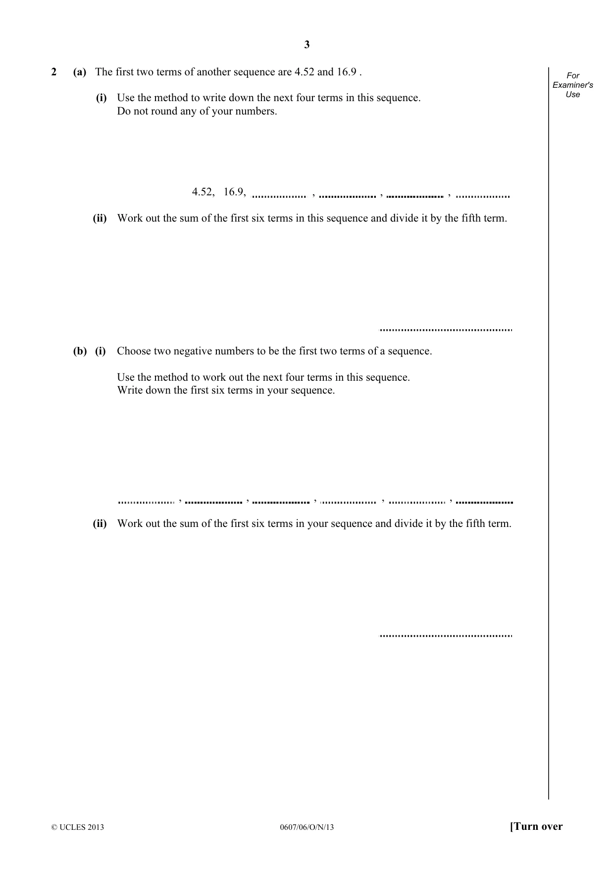Cambridge IGCSE Mathematics - International 0607 2013 Oct/Nov Paper 6 · Variant 1 question paper, page 3 of 12